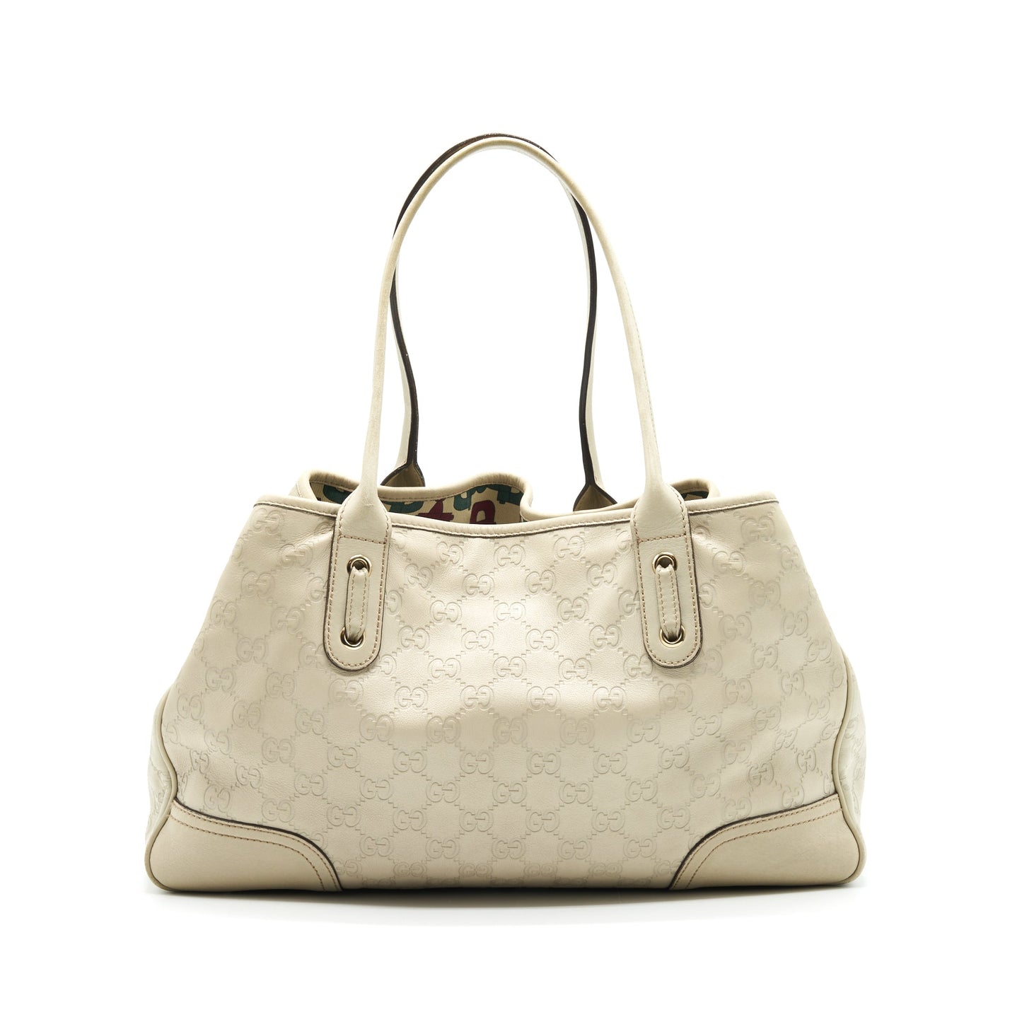 Gucci Monogram Leather Shopping Tote Purse Creamy Beige