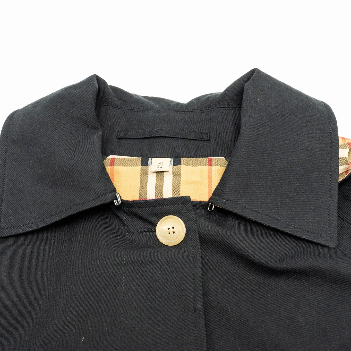 Burberry Size IT36 Heritage Trench Coat Cotton Black