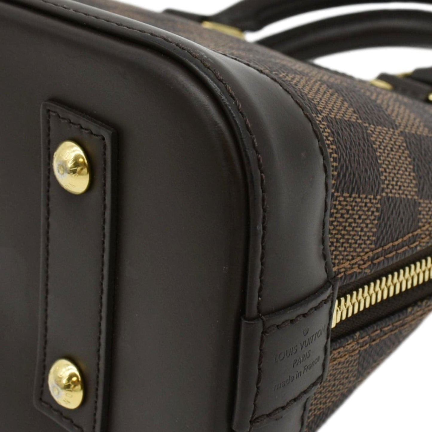 LOUIS VUITTON Alma BB Damier Ebene Satchel Crossbody Bag Brown