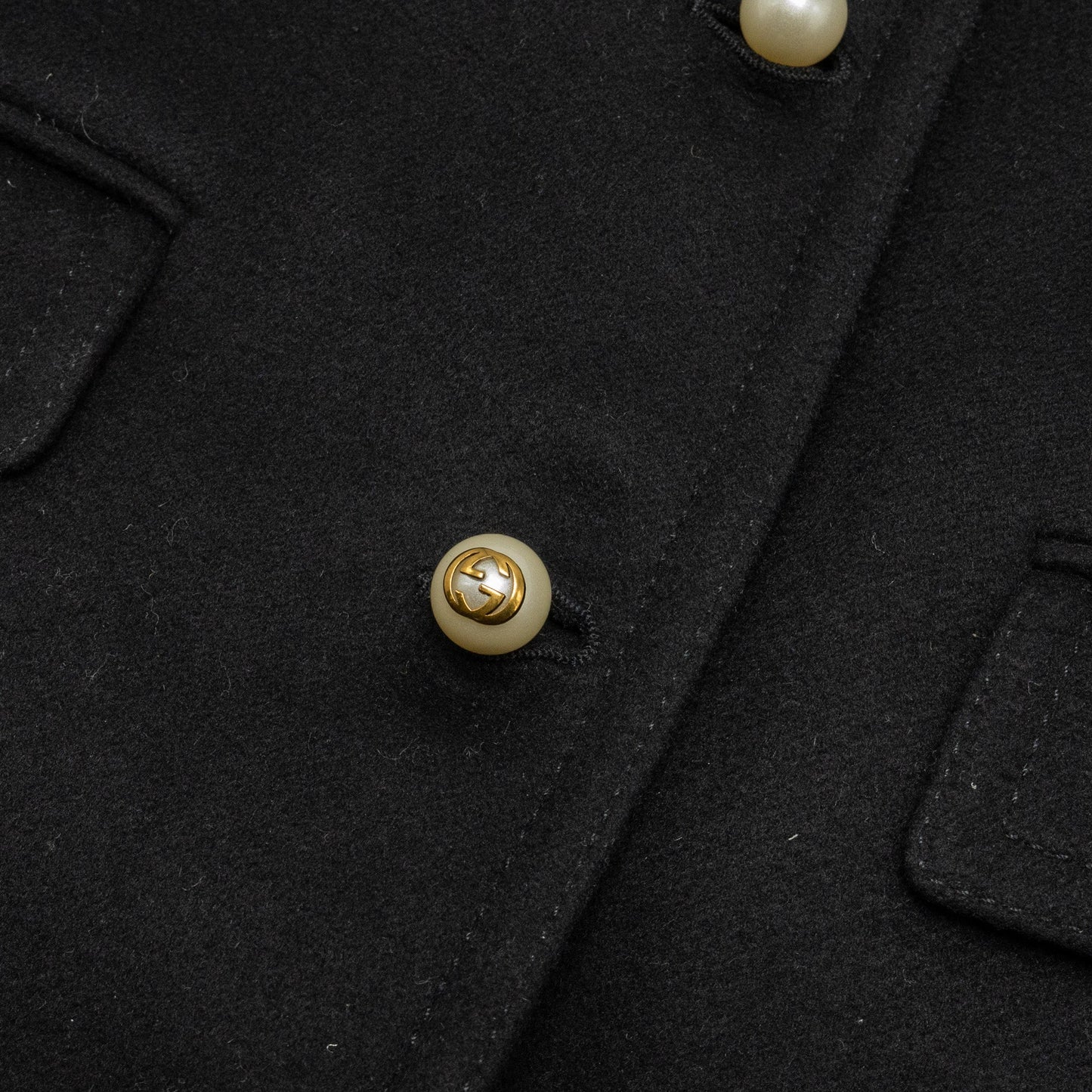 Gucci Size 38 Pearl Button Coat Wool Black