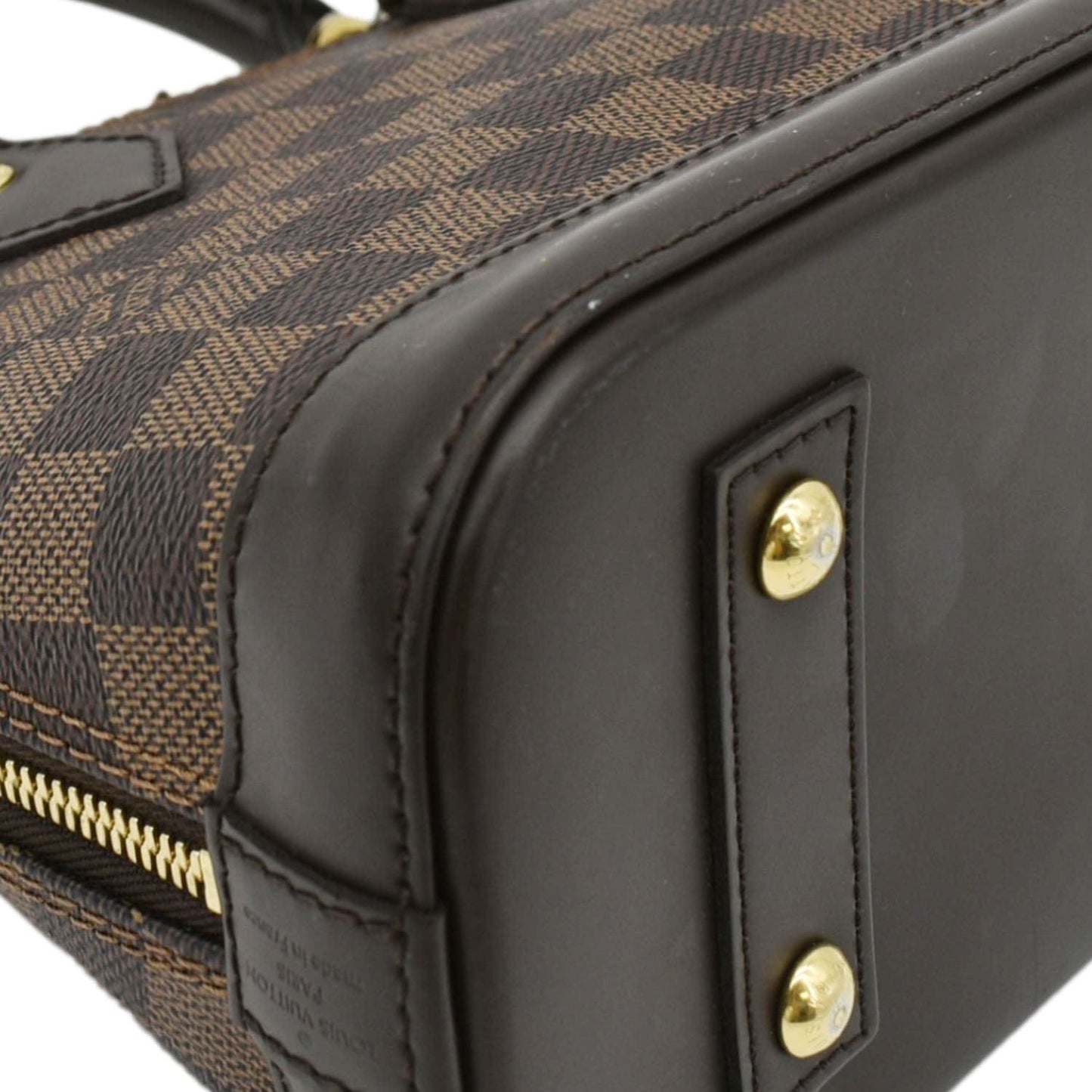 LOUIS VUITTON Alma BB Damier Ebene Satchel Crossbody Bag Brown