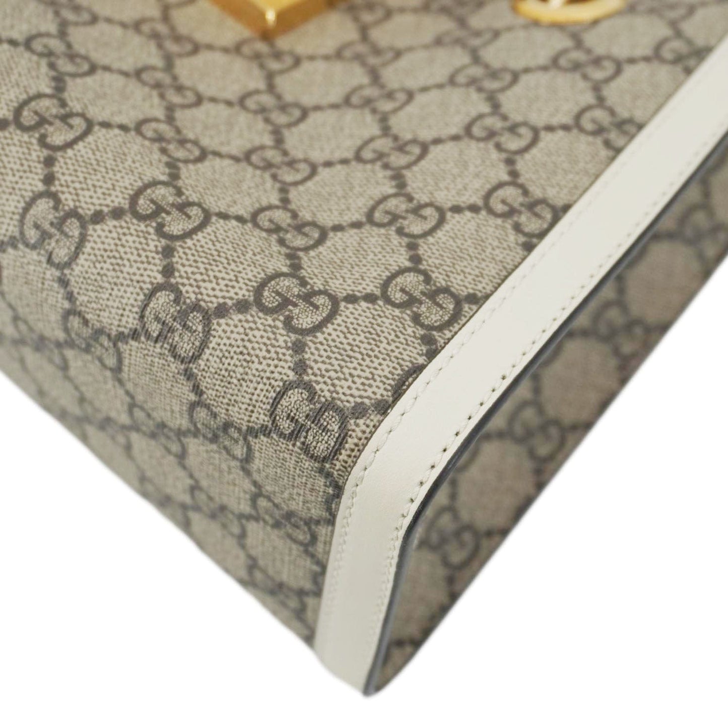 GUCCI Padlock Medium GG Supreme Canvas Tote Bag Beige 498156