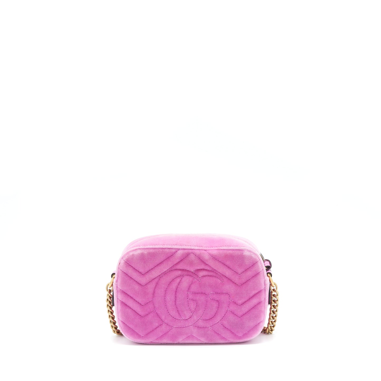 Gucci Marmont Camera Purse Velvet Pink With Crystal
