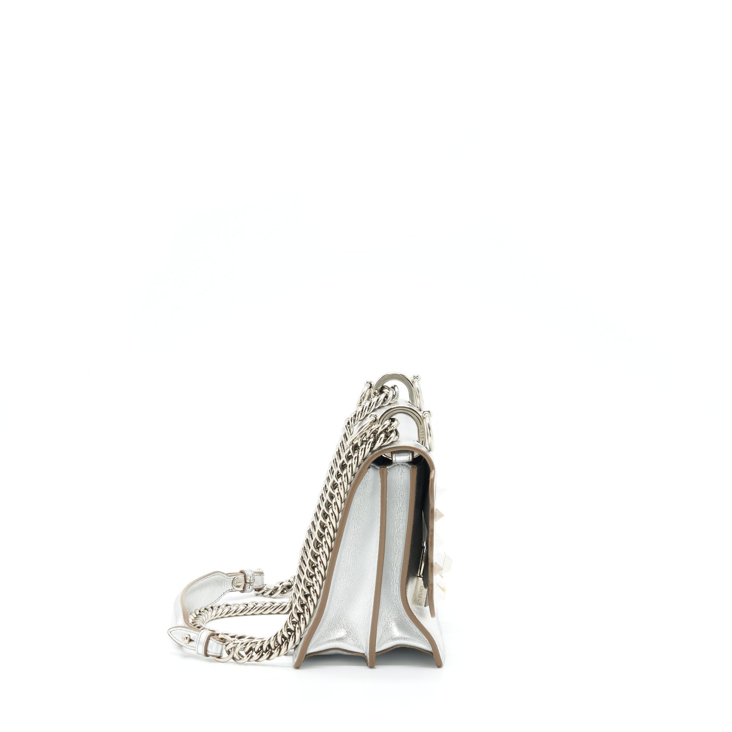Fendi Kan I Purse Metallic Sliver/Multicolor With Gold And Silver Hardware