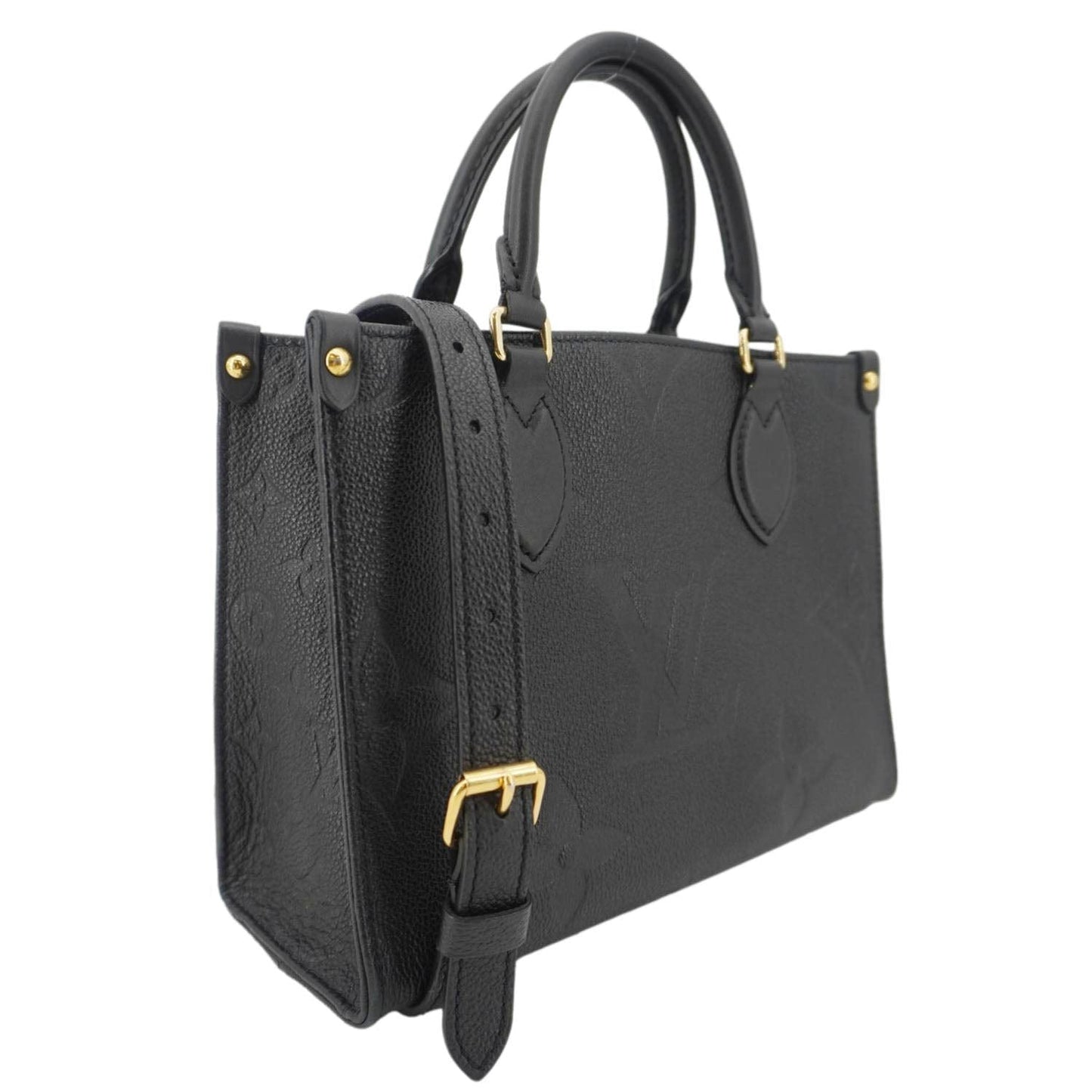 LOUIS VUITTON Onthego PM Giant Monogram Empreinte Leather Shoulder Bag Black