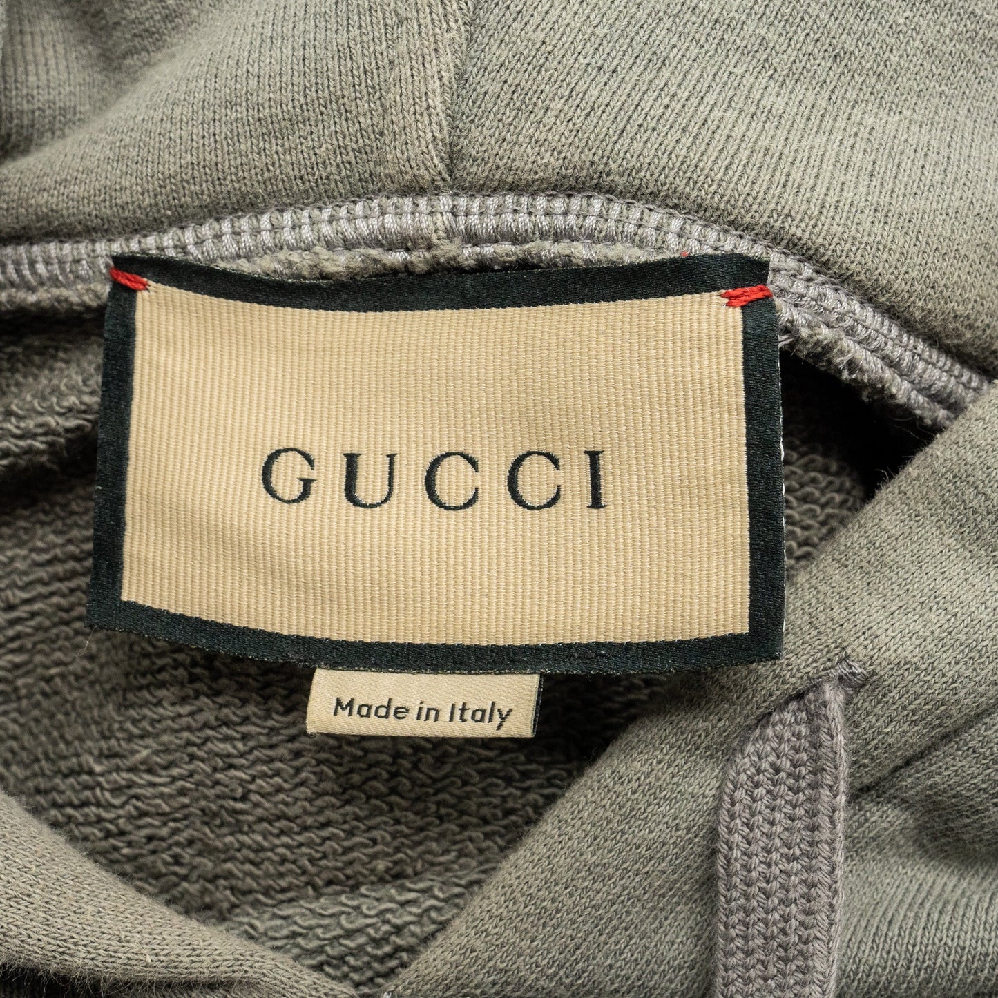 GUCCI Size M Trimmed Hooded Sweatshirt Cotton Grey