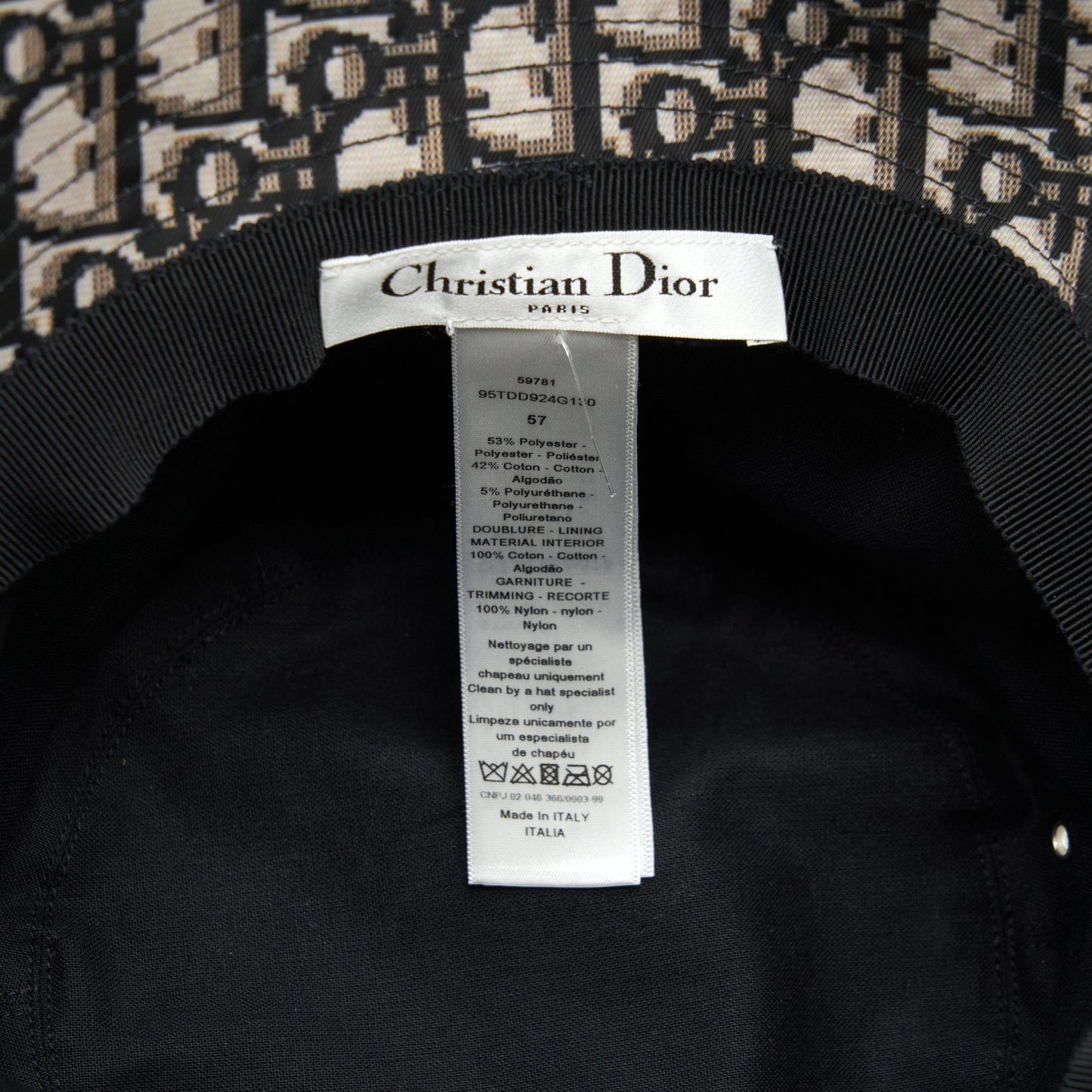 Dior Size 57 Teddy-D Brim Bucket Hat With Veil