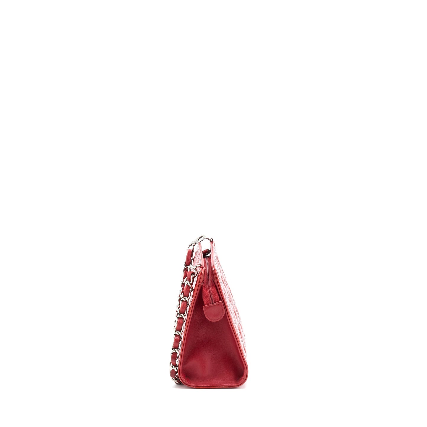 Chanel Vintage Leather Charm Printed Chain Shoulder Bag Red SHW