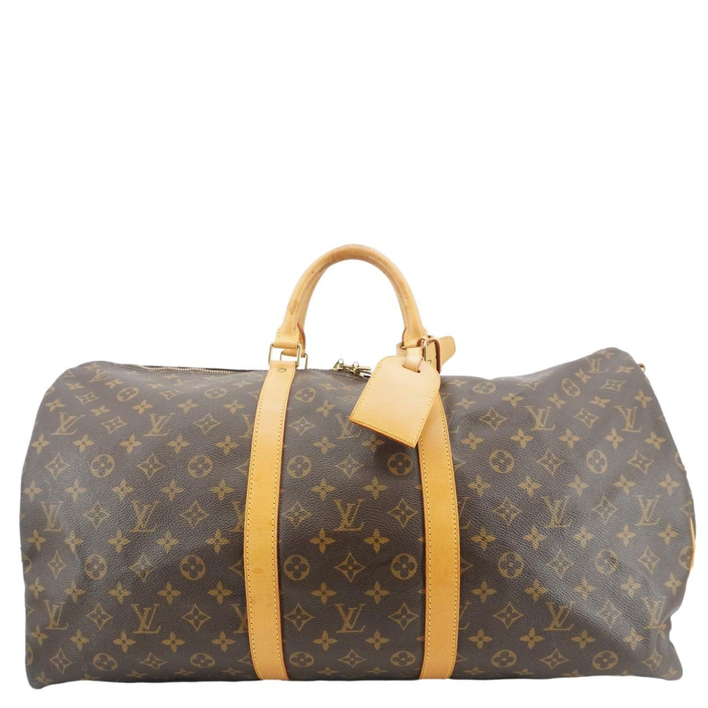 LOUIS VUITTON Keepall 55 Bandouliere Monogram Canvas Travel Bag Brown