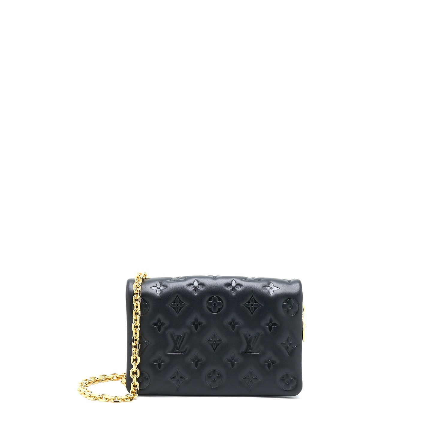 Louis Vuitton Pochette Coussin Monogram-Embossed Lambskin Black