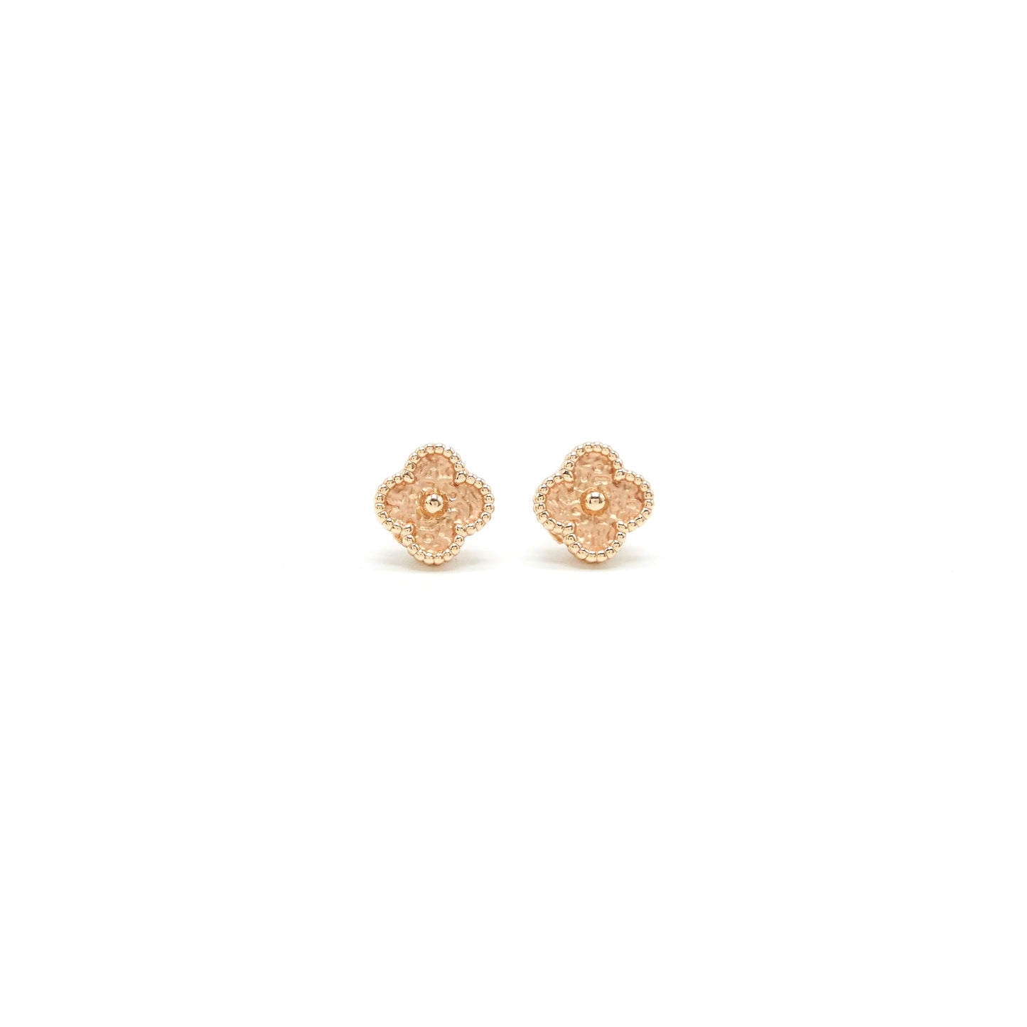 VAN CLEEF ARPEL SMALL ALHAMBRA EARRINGS IN ROSE GOLD