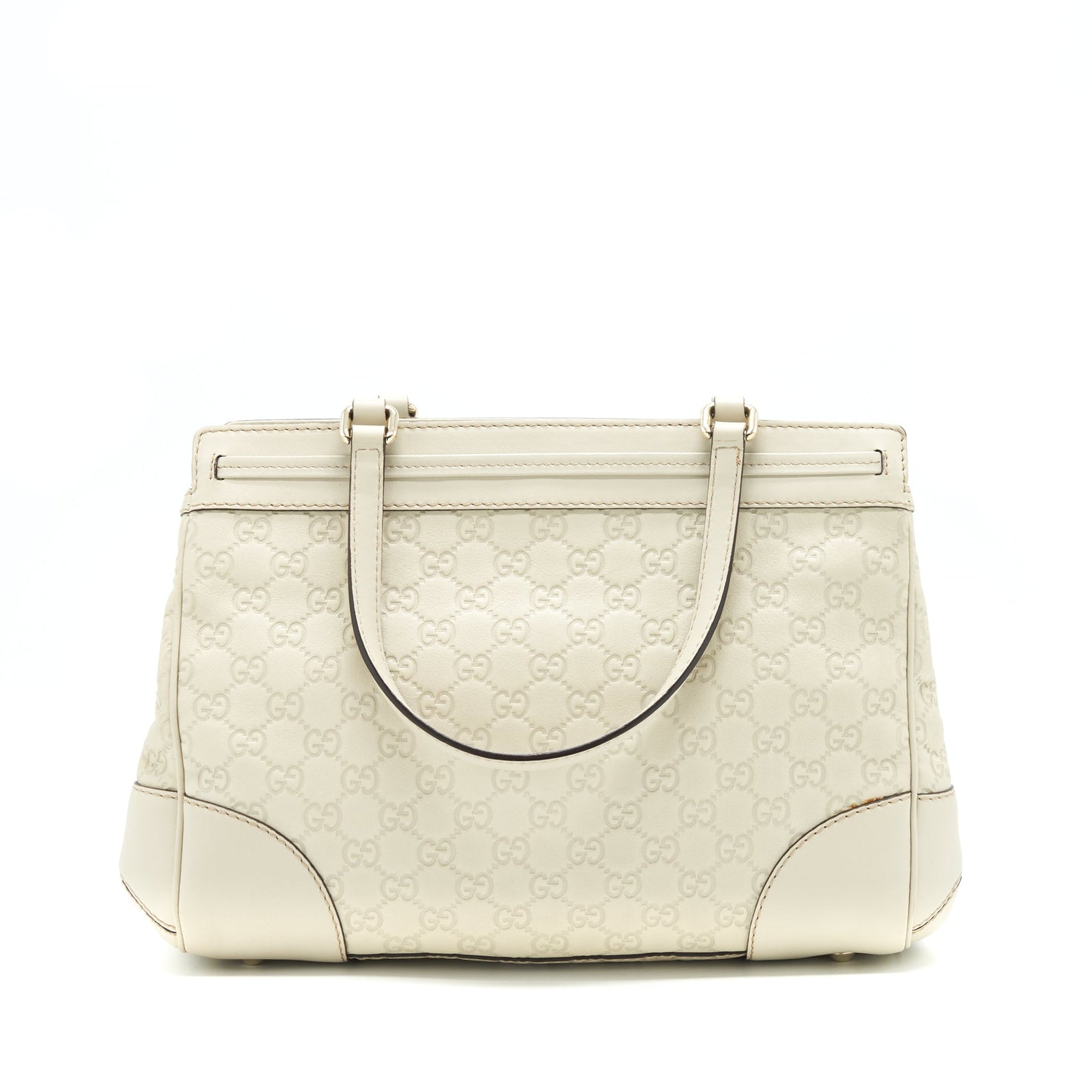 Gucci Interlock Pattern Tote Purse Light Grey