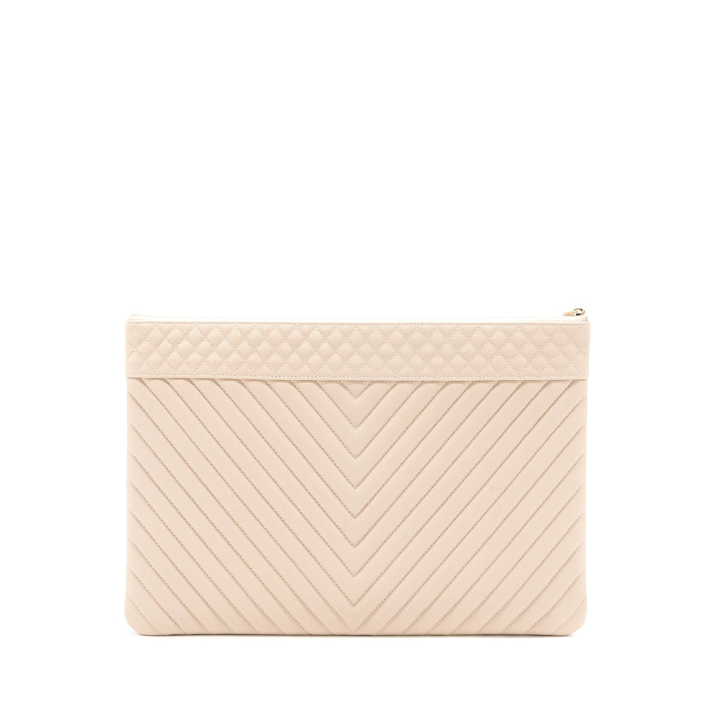 Chanel Clutch Chevron Caviar Beige GHW