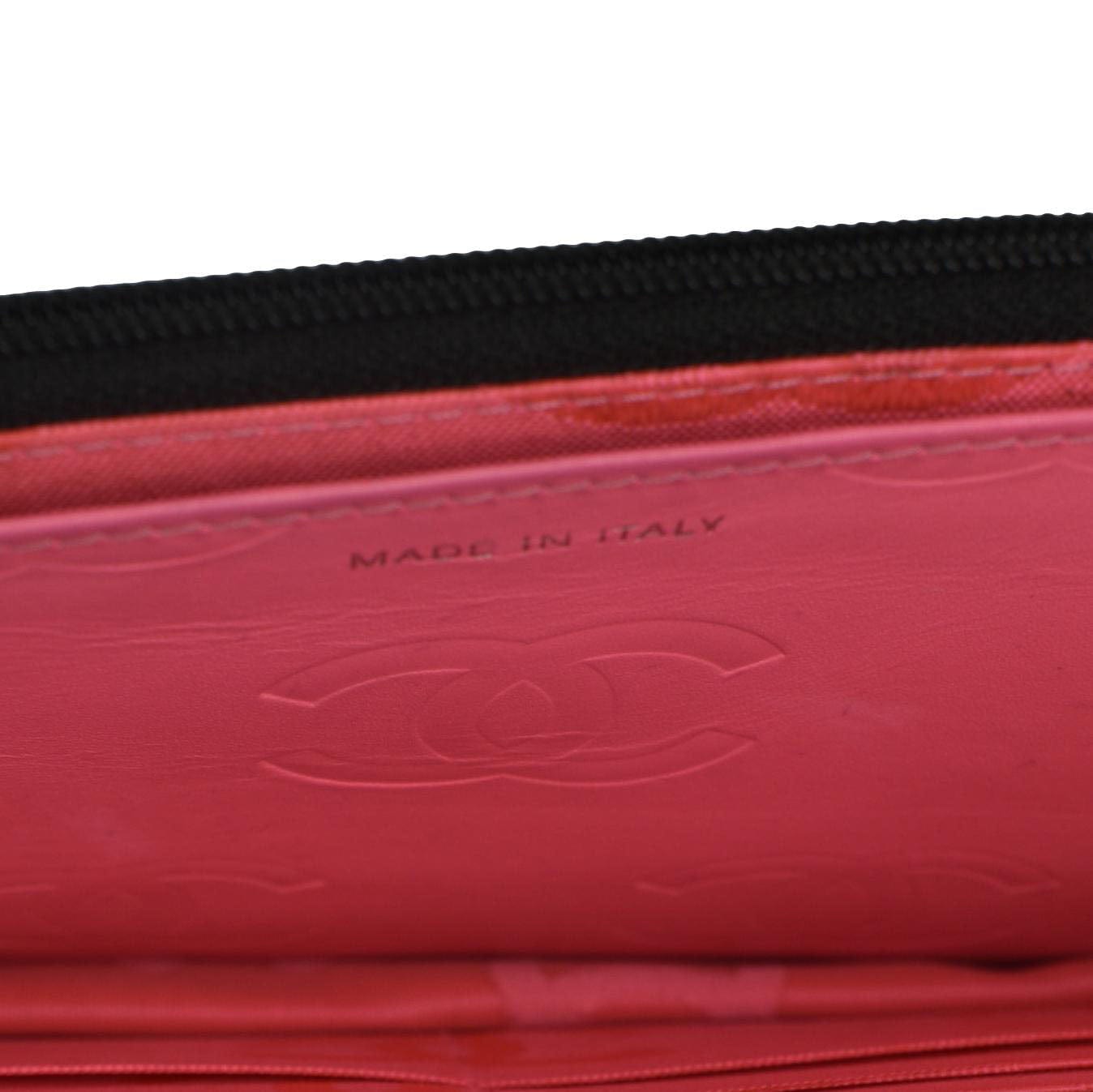 CHANEL Cambon Ligne Wallet On Chain Quilted Leather Clutch Crossbody Bag Black