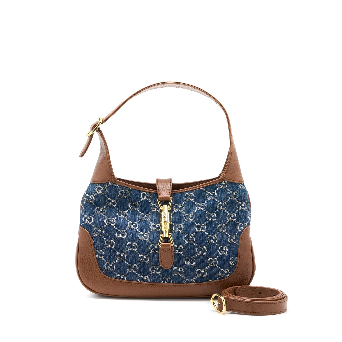 Gucci Jackie 1961 Small Mini Purse Denim/Leather Blue/Brown