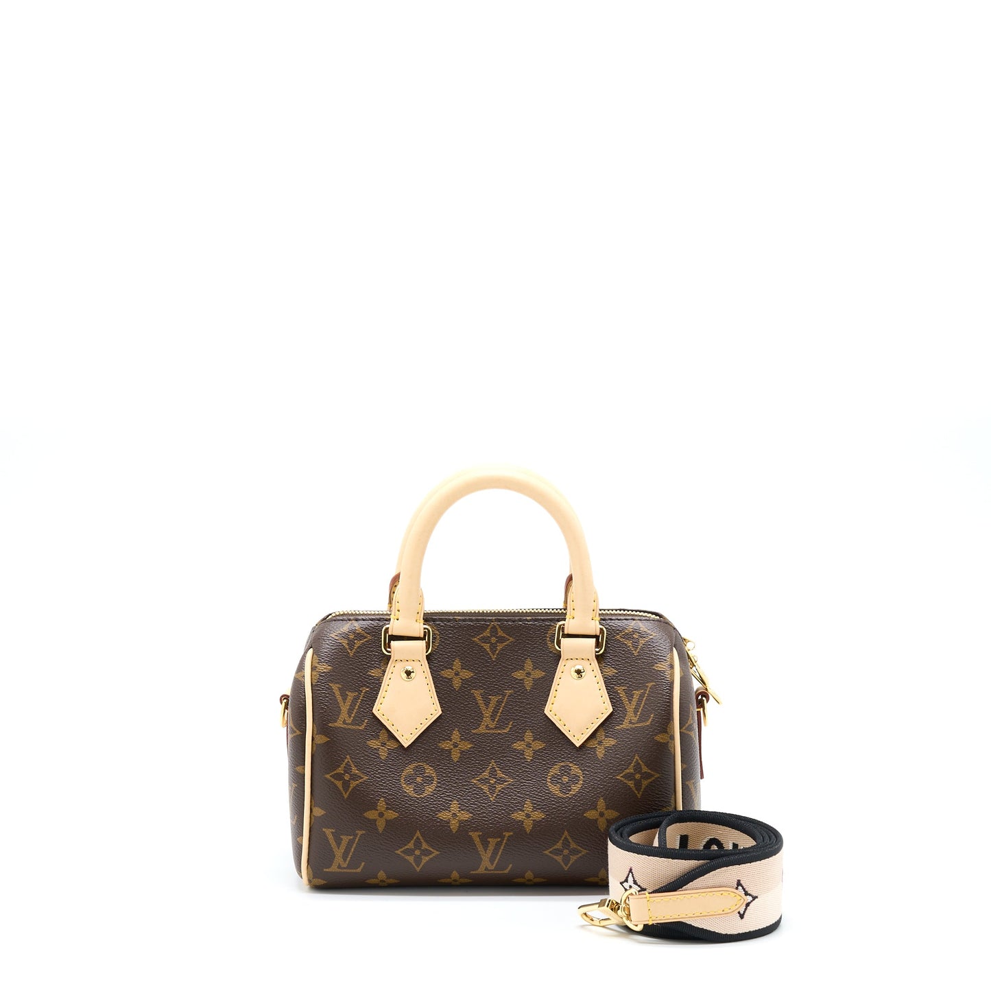 Louis Vuitton Speedy Bandouliere 20 Monogram Canvas With Black Strap