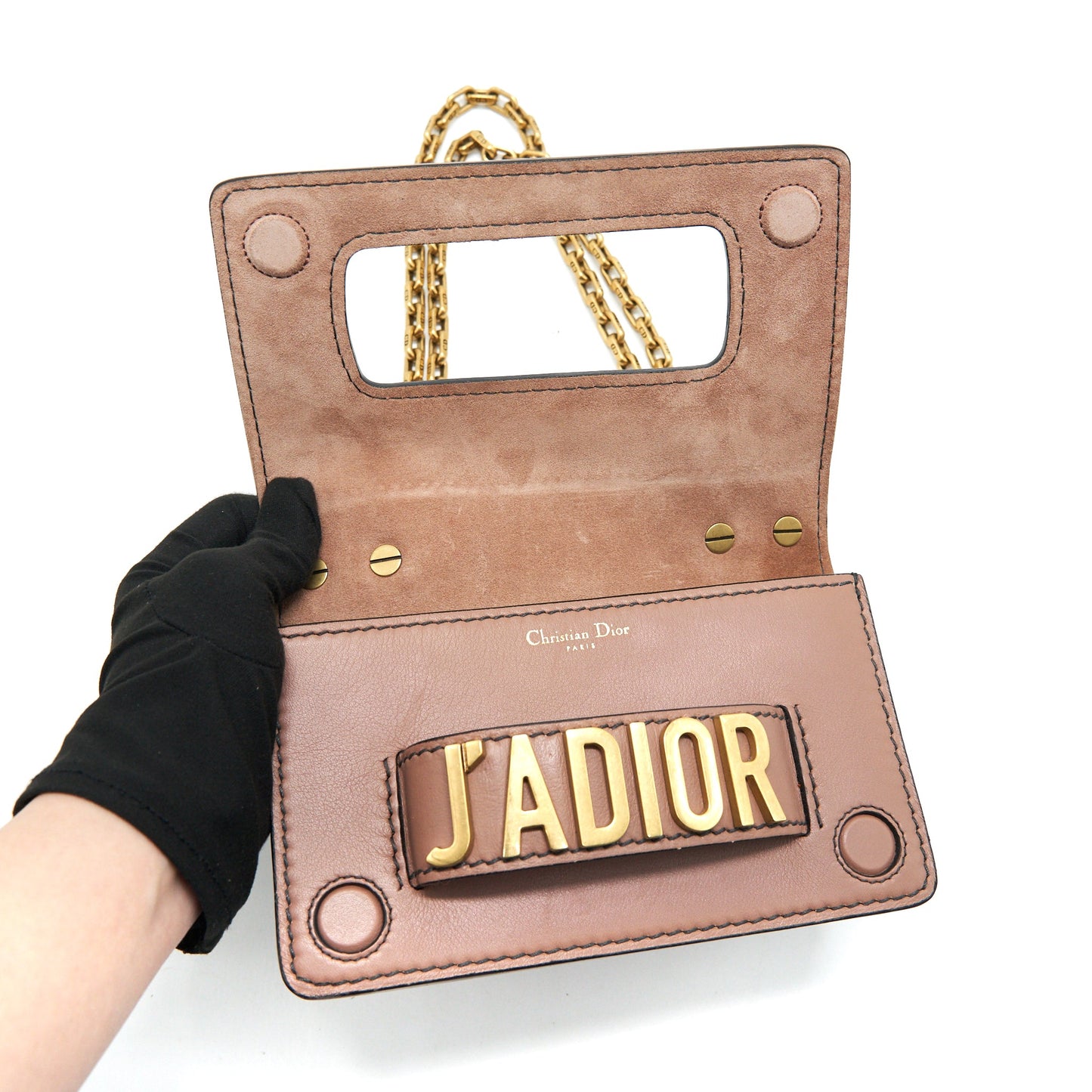 DIOR J'A DIOR MINI WALLET ON CHAIN PINK BEIGE GHW