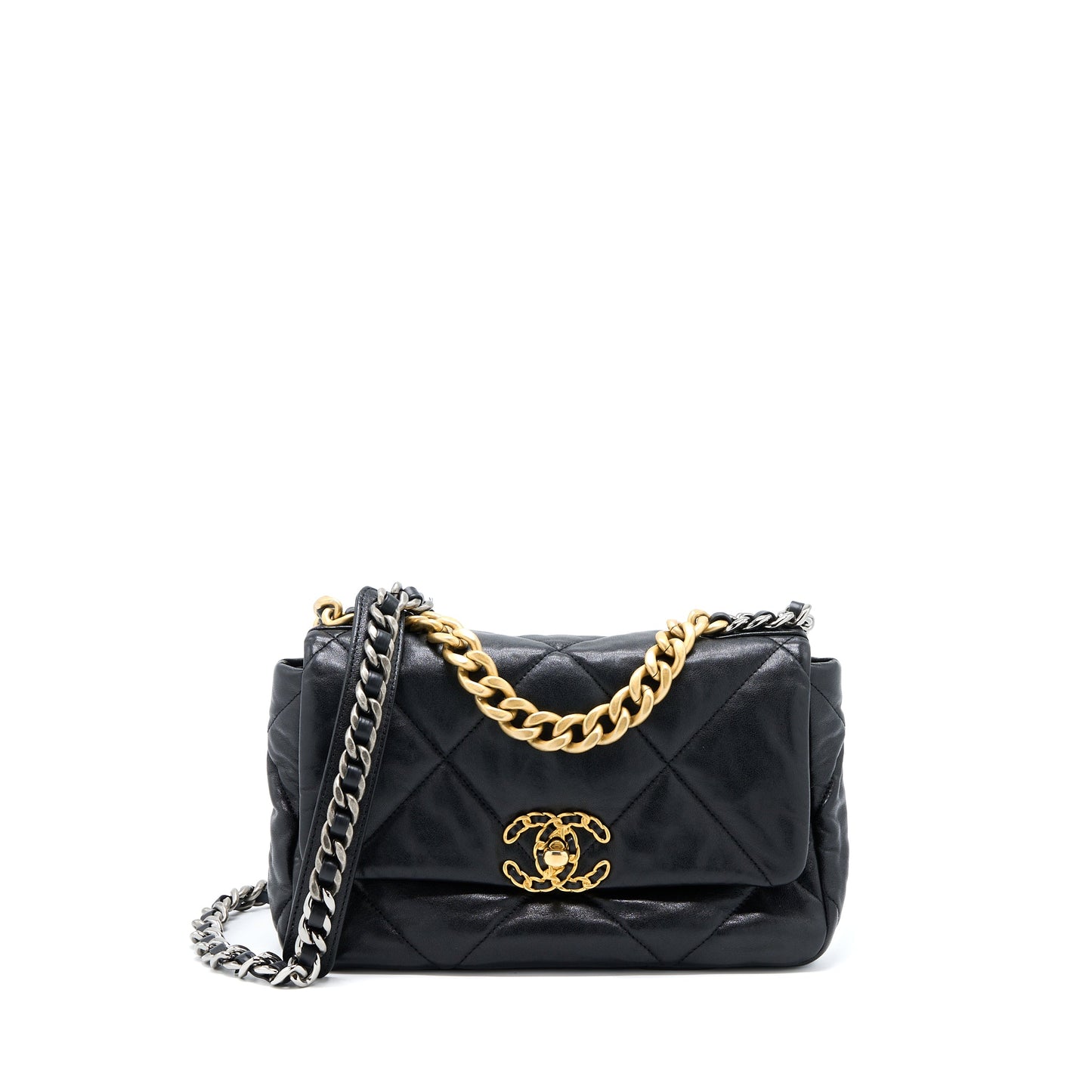 Chanel Small 19 Bag Goatskin Black Multicolour Hardware