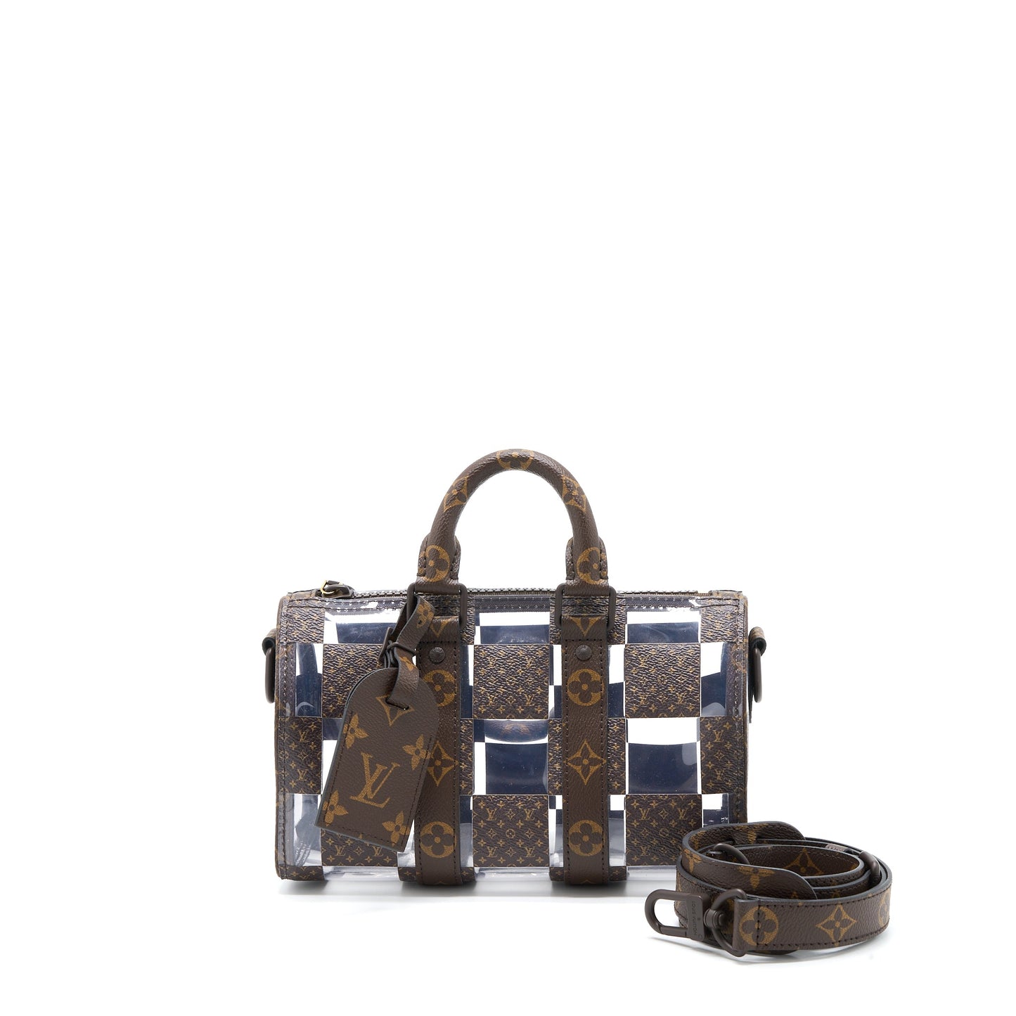 Louis Vuitton Keepall Banbouliere 25 Monogram Chess Monogram Canvas/Transparent Brown Hardware