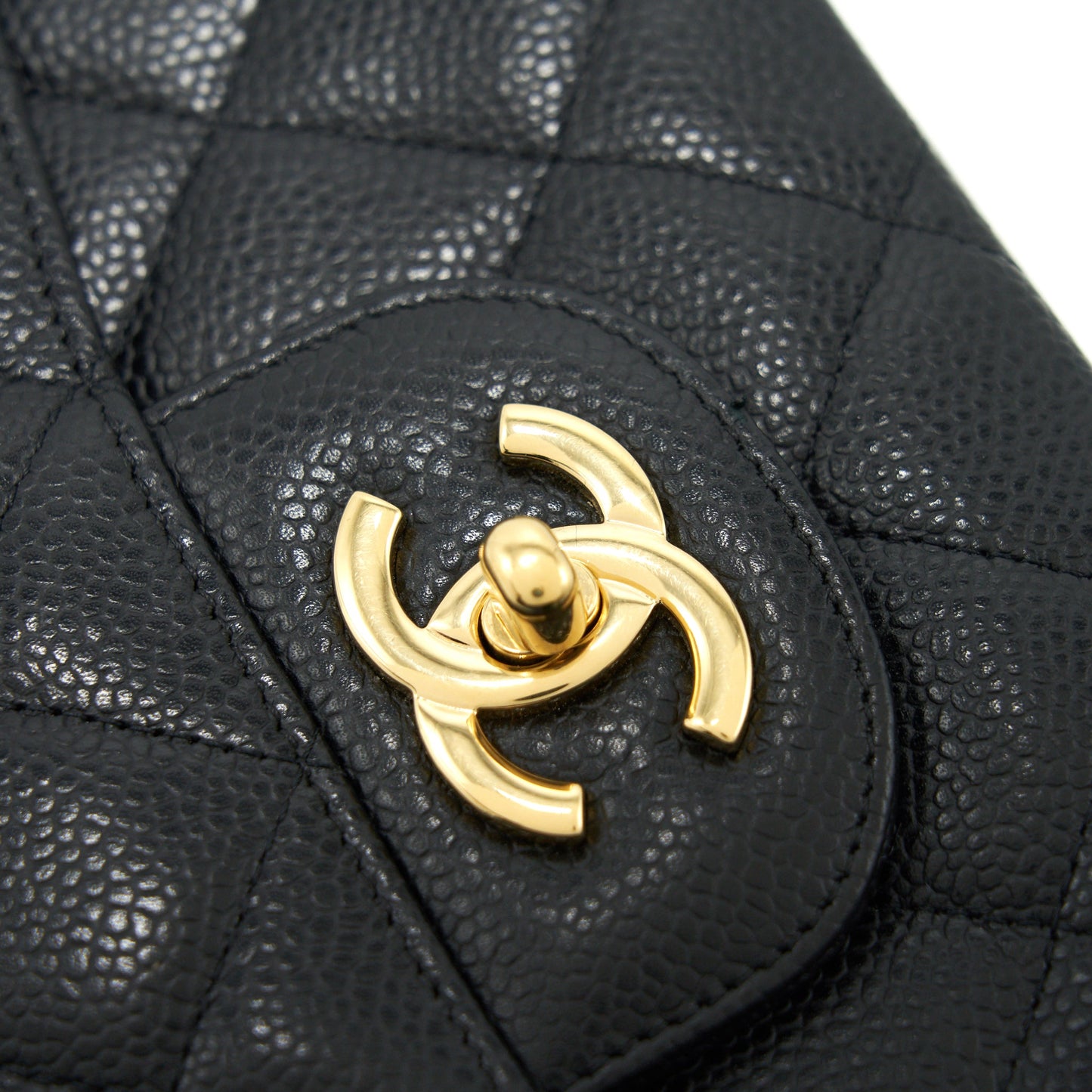 CHANEL CLASSIC JUMBO SINGLE FLAP BAG BLACK CAVIER GHW