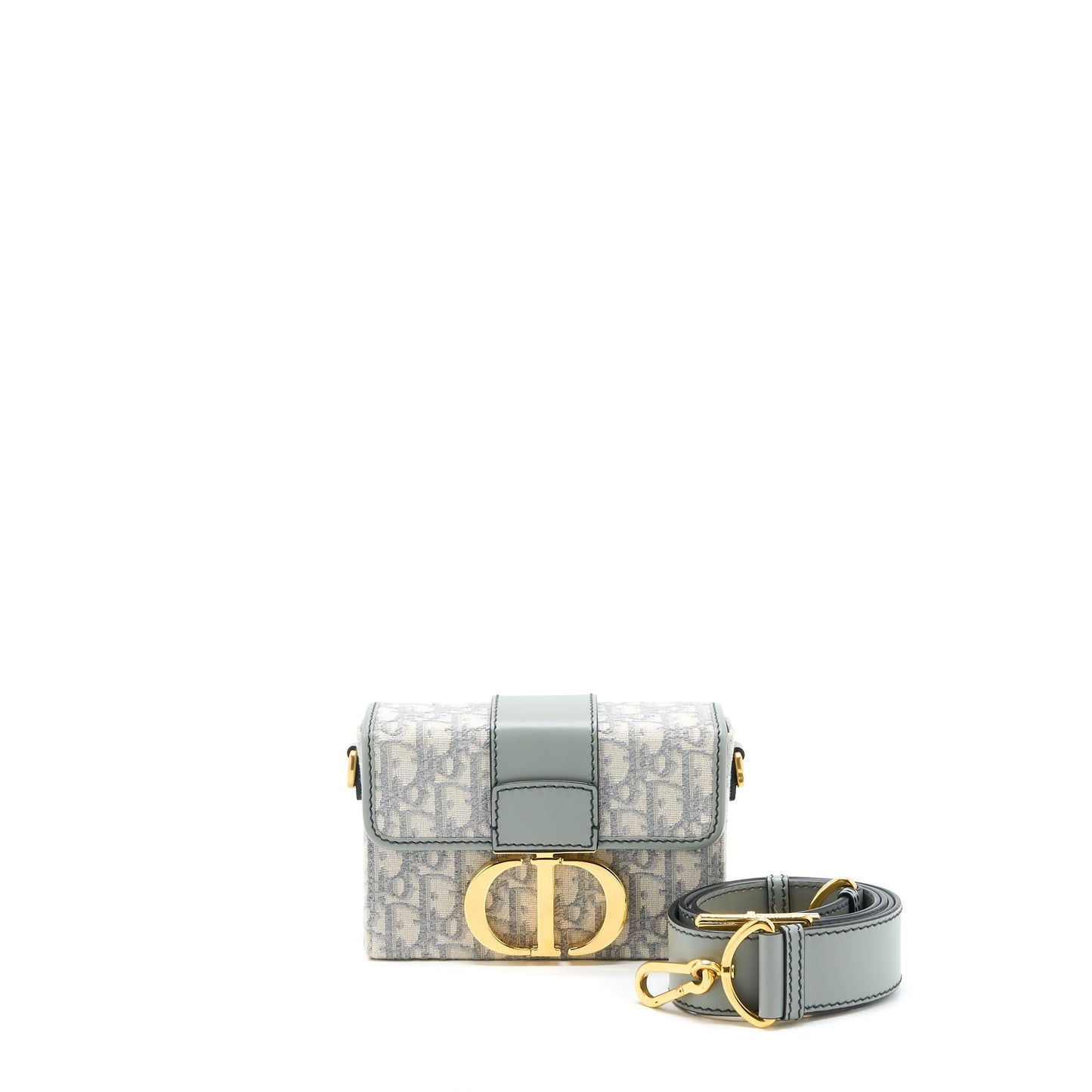 Dior 30 Montaigne Mini Box Purse Grey Oblique Jacquard
