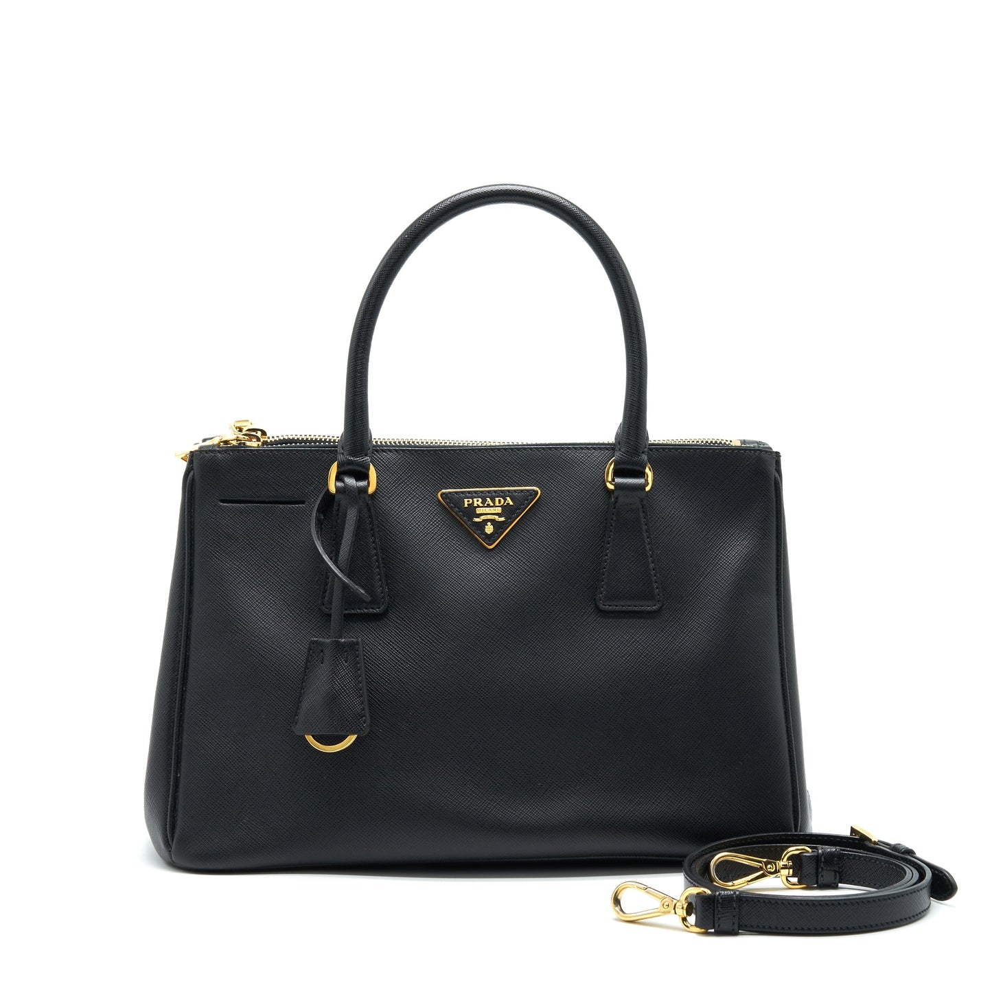Prada Small Saffiano Leather Tote Purse Black