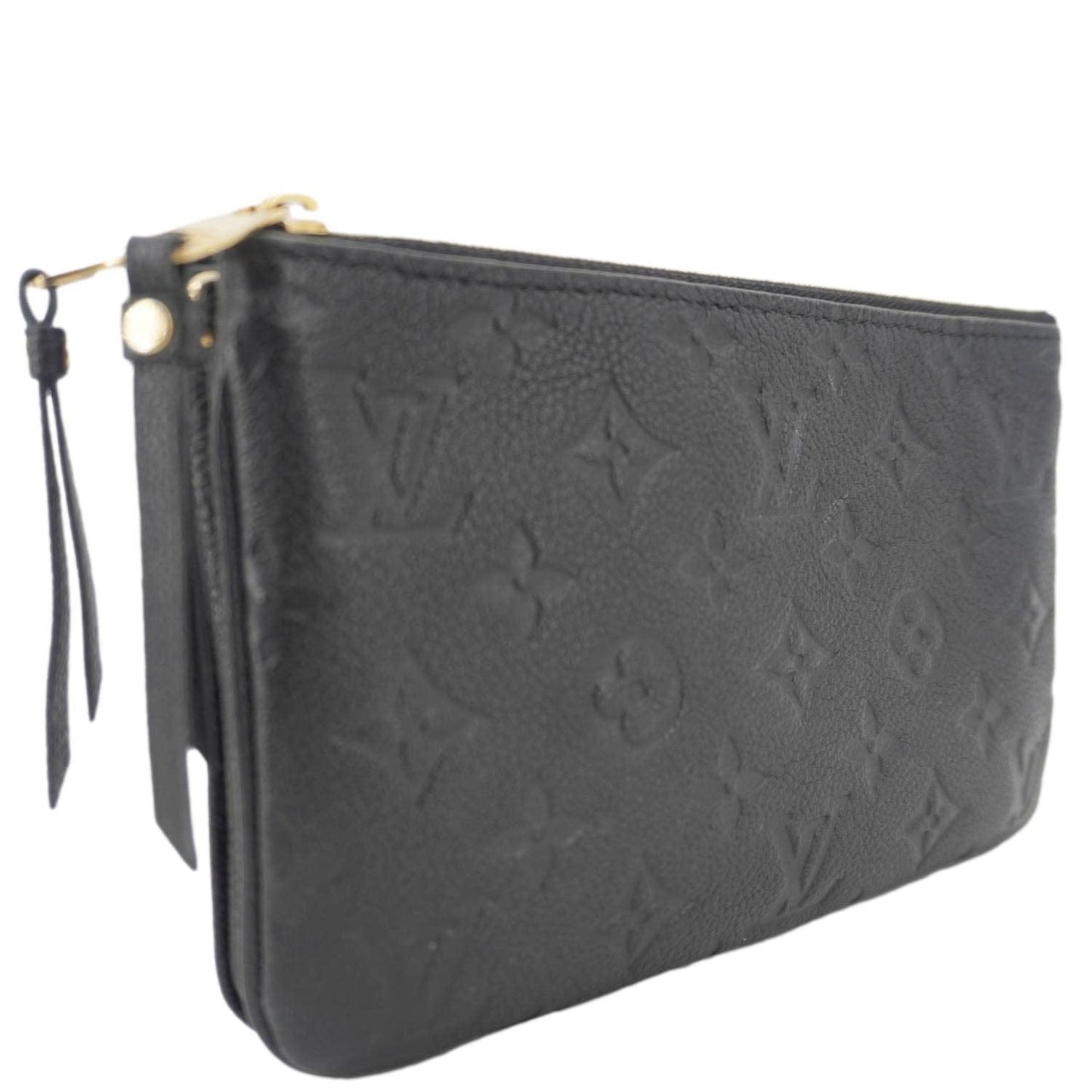 LOUIS VUITTON Double Zip Pochette Monogram Empreinte Crossbody Bag Black