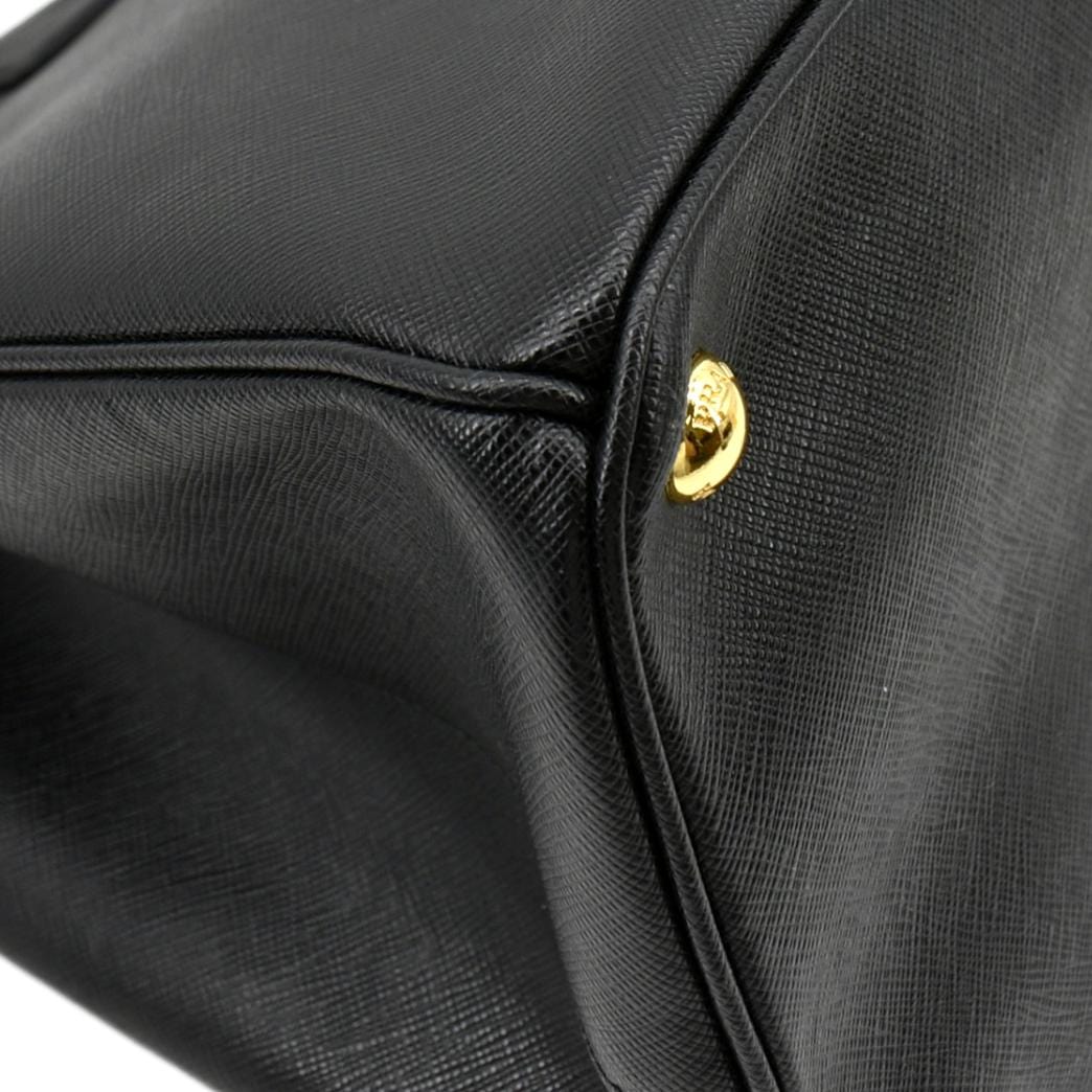 PRADA Galleria Double-Zip Saffiano Leather Tote Bag Black