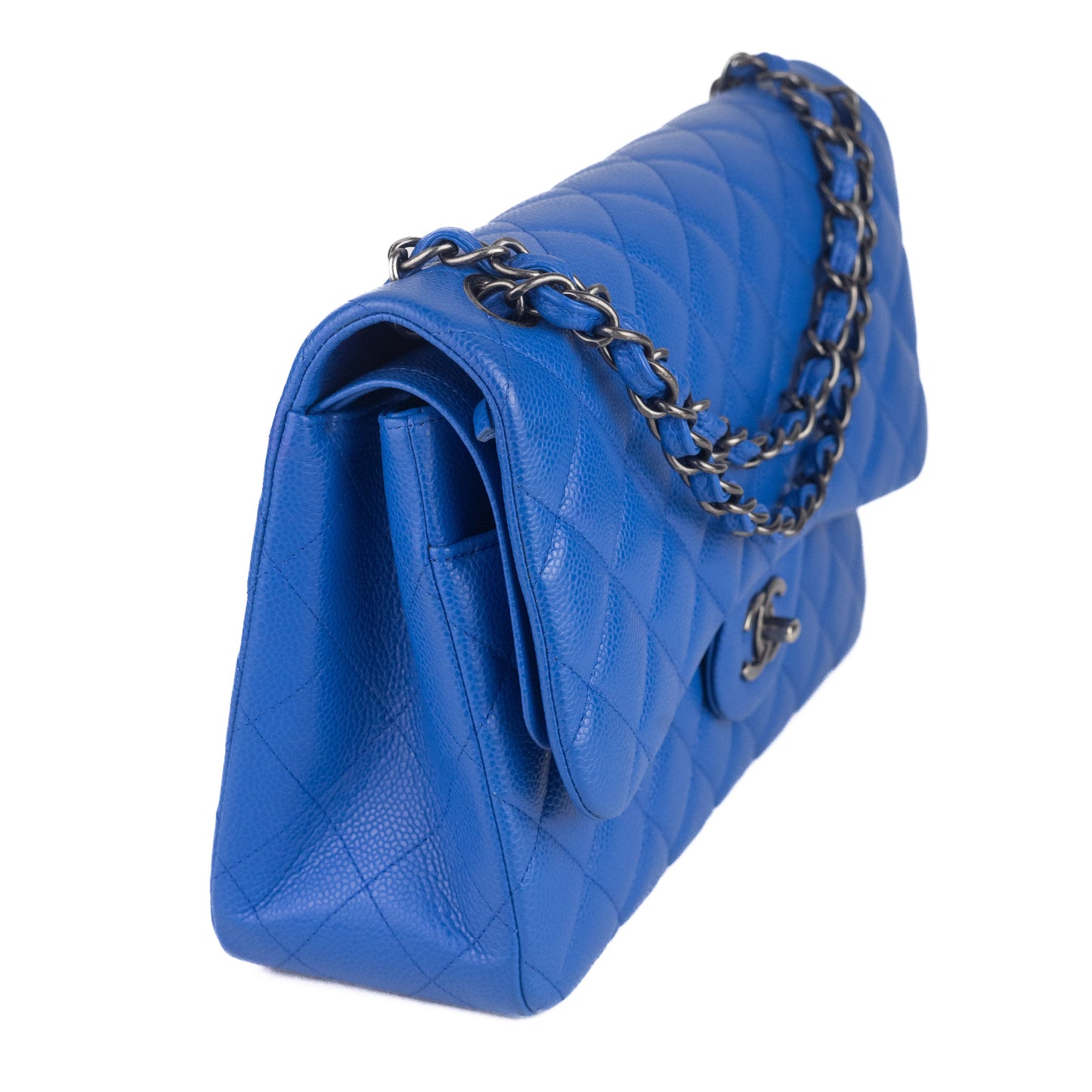 Chanel Large Caviar Double Flap Bag in blue