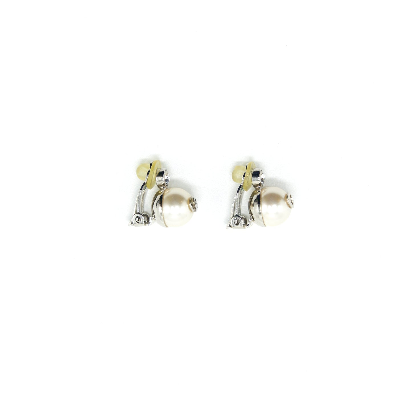 GUCCI Pearl with White Crystal Clip Earrings