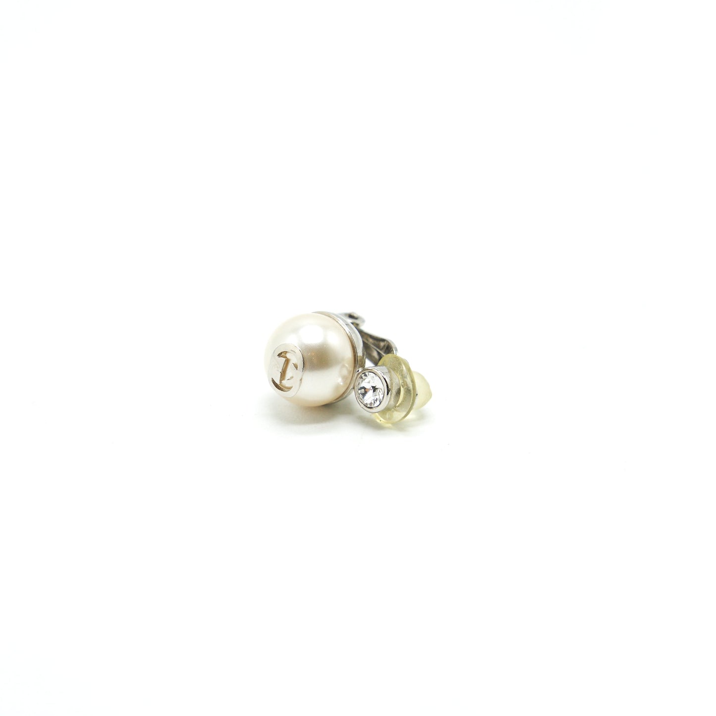 GUCCI Pearl with White Crystal Clip Earrings