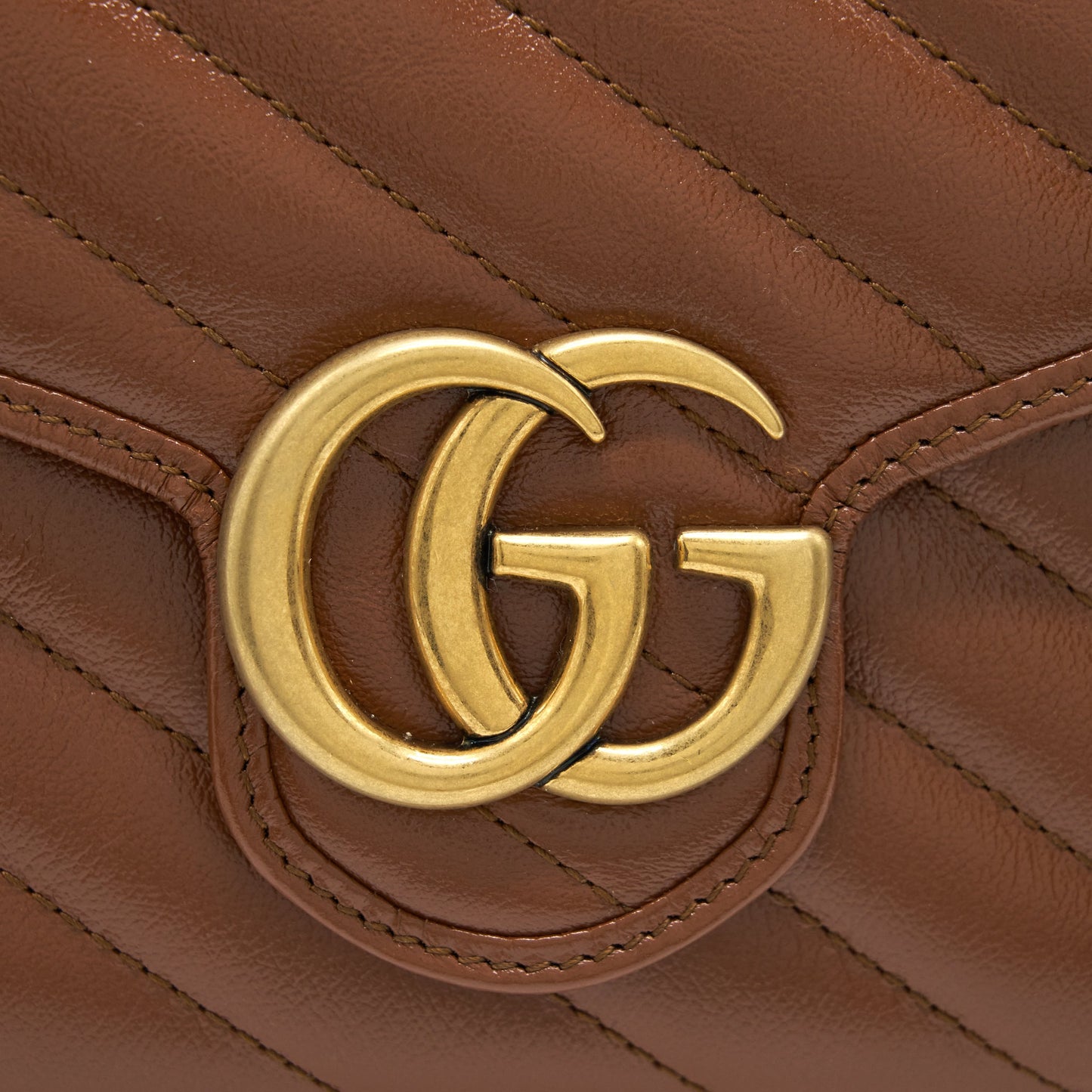 Gucci Marmont Matelasse Mini Purse Calfskin Brown