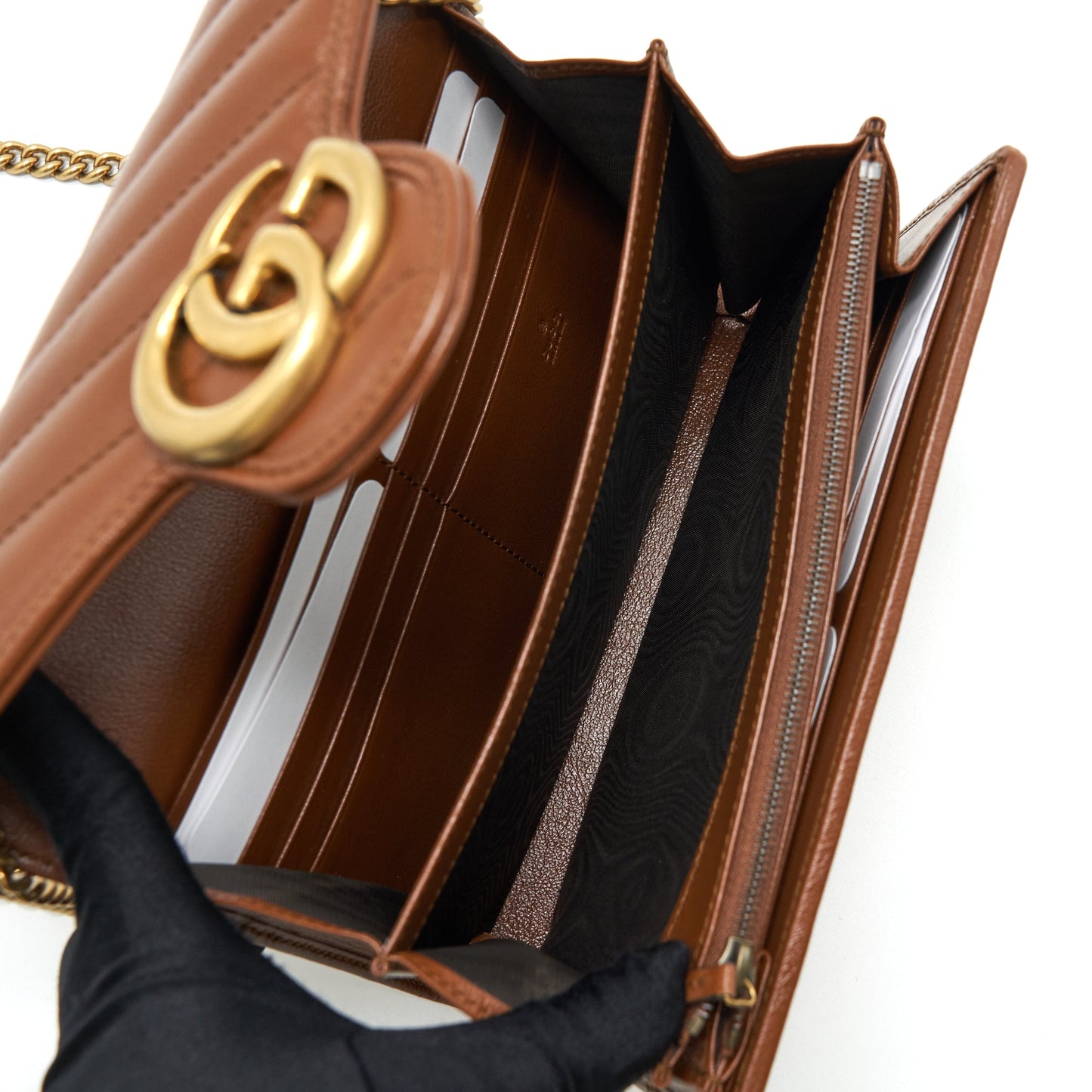 Gucci Marmont Matelasse Mini Purse Calfskin Brown