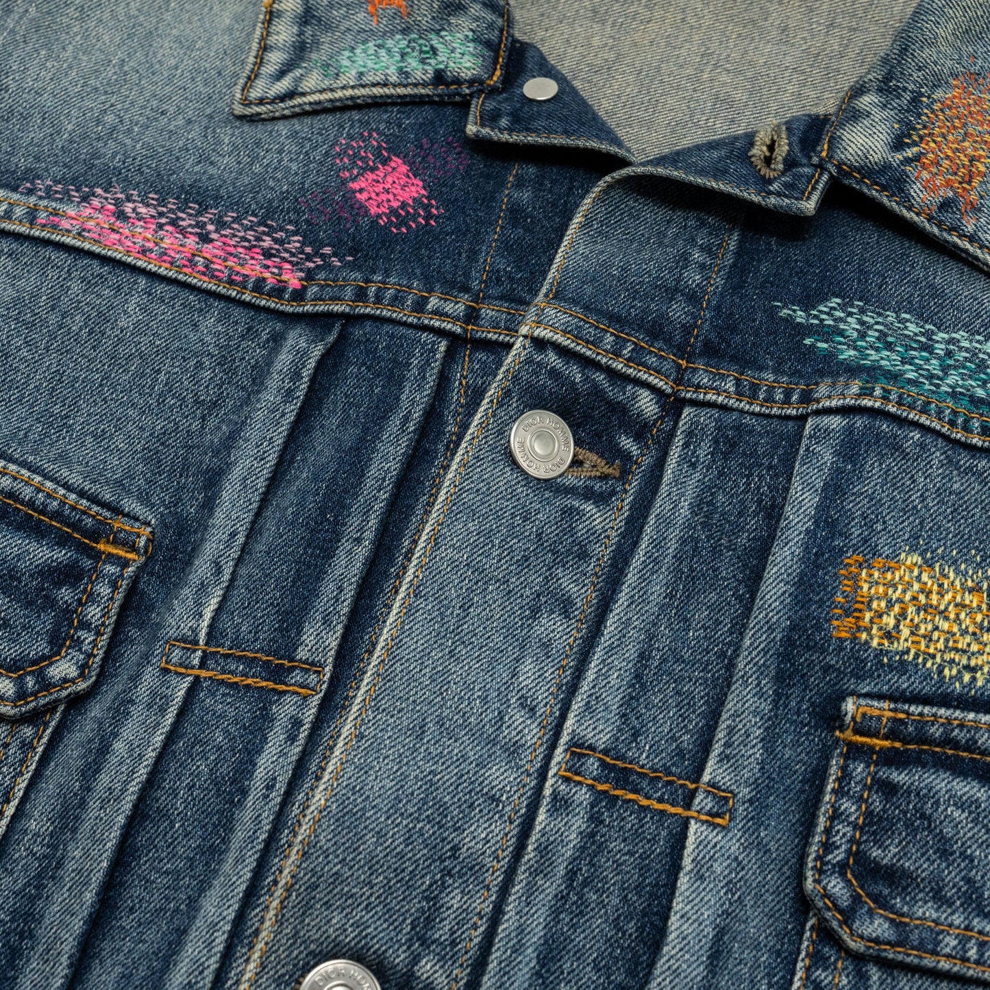 HOMME Size 50 Boro Denim Jacket Cotton Blue
