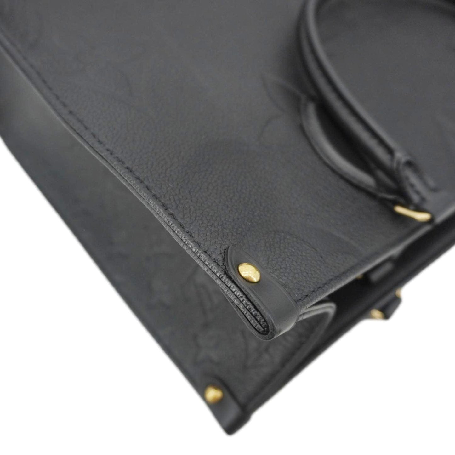 LOUIS VUITTON Onthego MM Giant Monogram Empreinte Leather Tote Bag Black