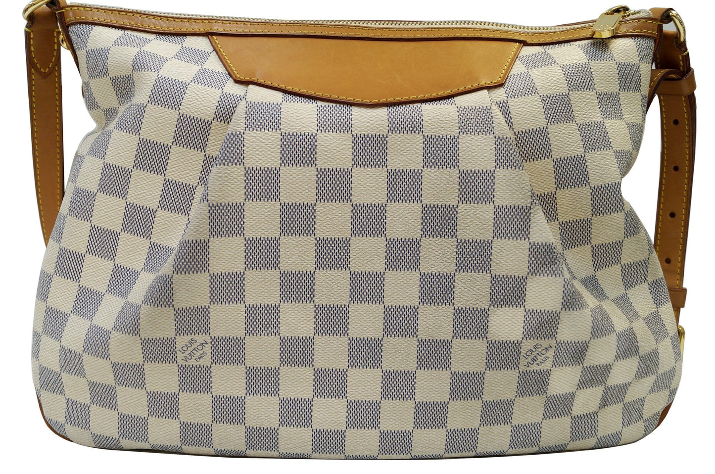 LOUIS VUITTON Damier Azur Siracusa MM White Shoulder Bag
