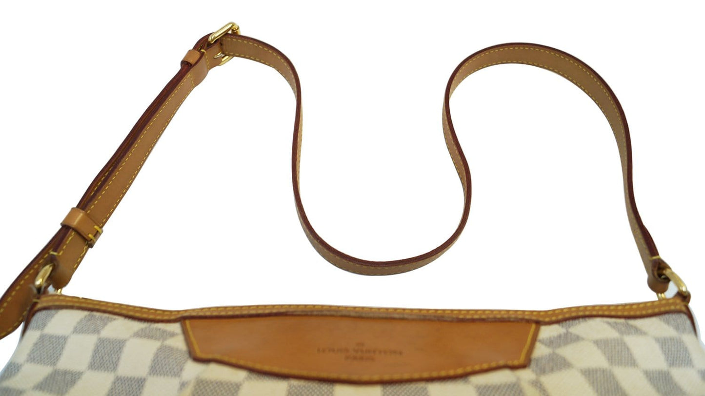 LOUIS VUITTON Damier Azur Siracusa MM White Shoulder Bag