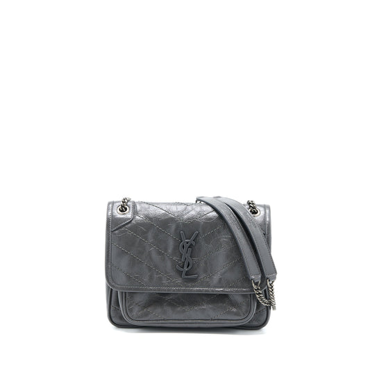 Saint Laurent/ Niki Baby Dark Grey With Grey Hardware