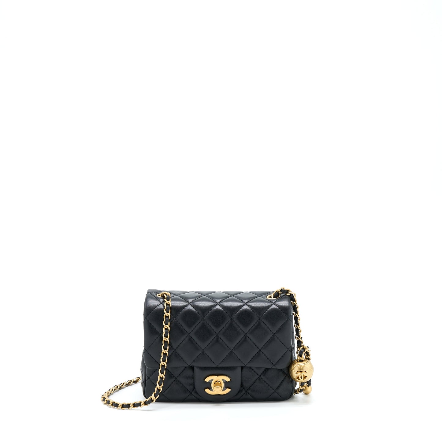 Chanel Pearl Crush Mini Square Lambskin Black Brushed GHW (Microchip)