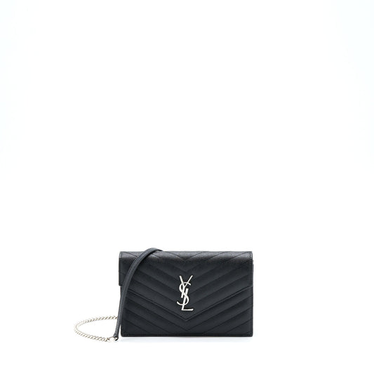 Saint Laurent/ Envelop Chain Wallet Caviar Black