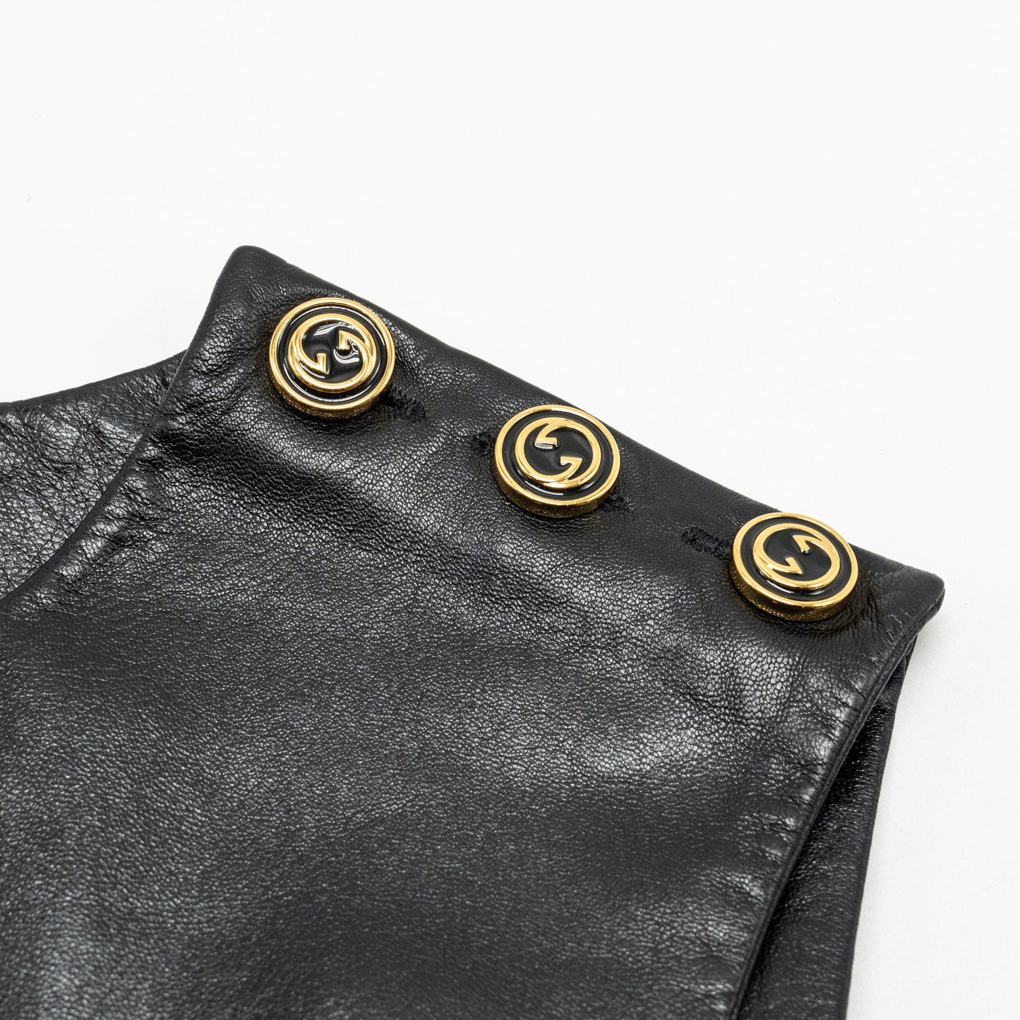Gucci Size 40 Button Sleeveless Dress Lambskin Black