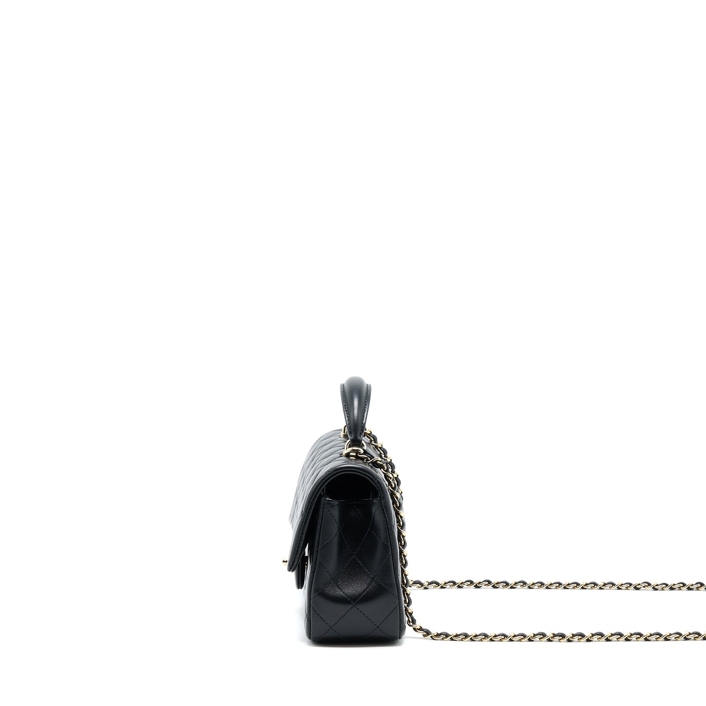 Chanel 22A Top Handle Mini Rectangular Flap Bag Lambskin Black GHW (Microchip)