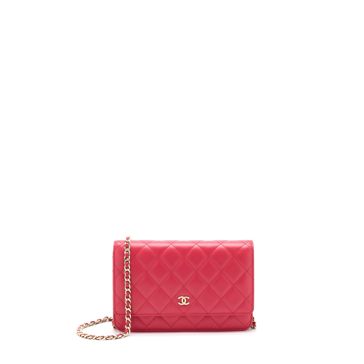 Chanel Classic Wallet On Chain Lambskin Red GHW