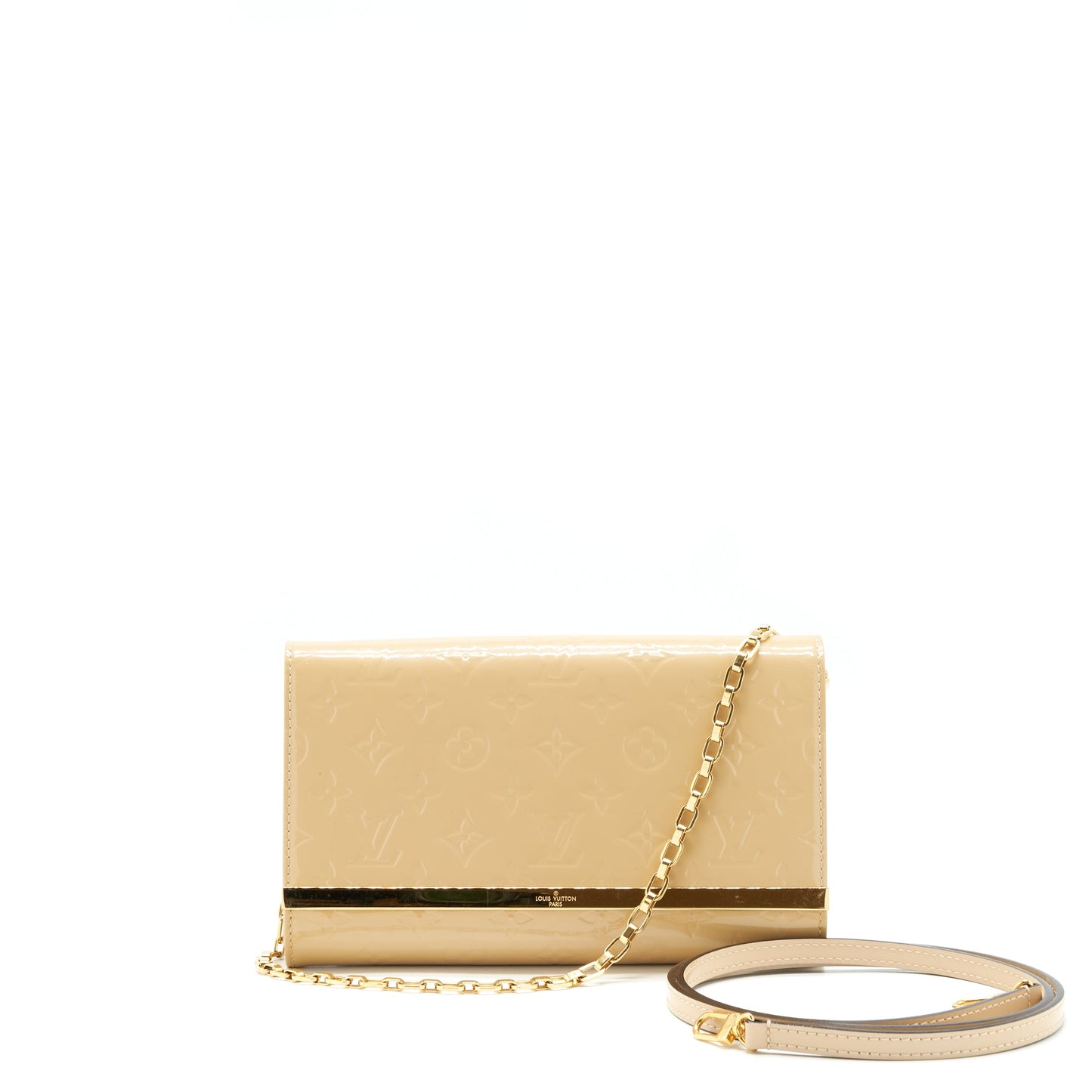 Louis Vuitton Vernis Ana Clutch Patent Leather Beige
