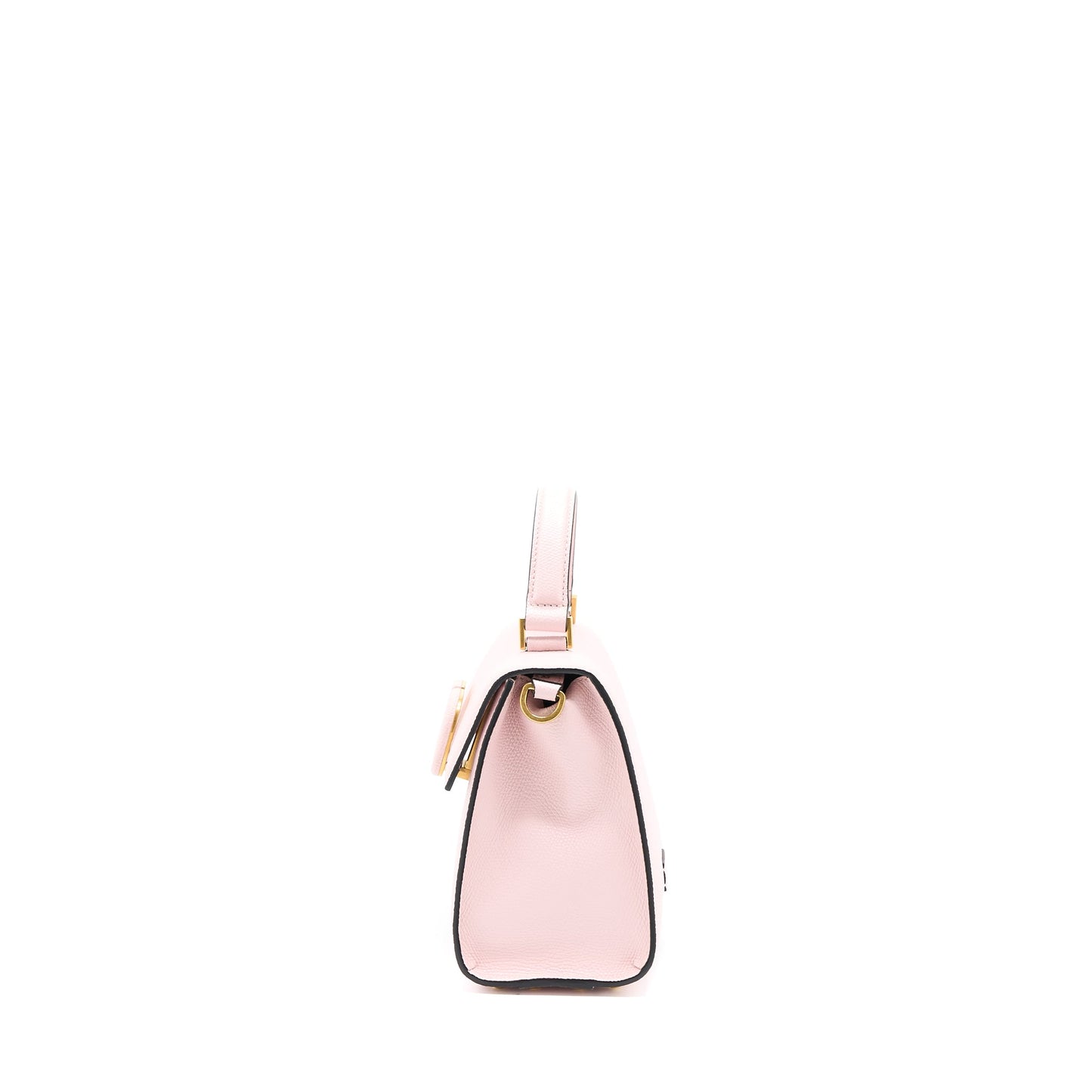 Valentino Small Vsling Top Handle Purse Grainy Calfskin Pink Brushed
