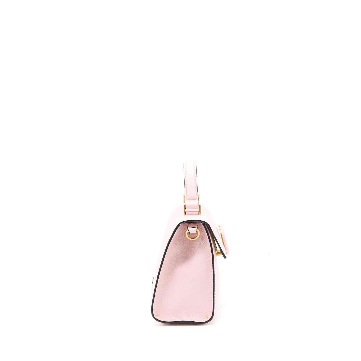 Valentino Small Vsling Top Handle Purse Grainy Calfskin Pink Brushed