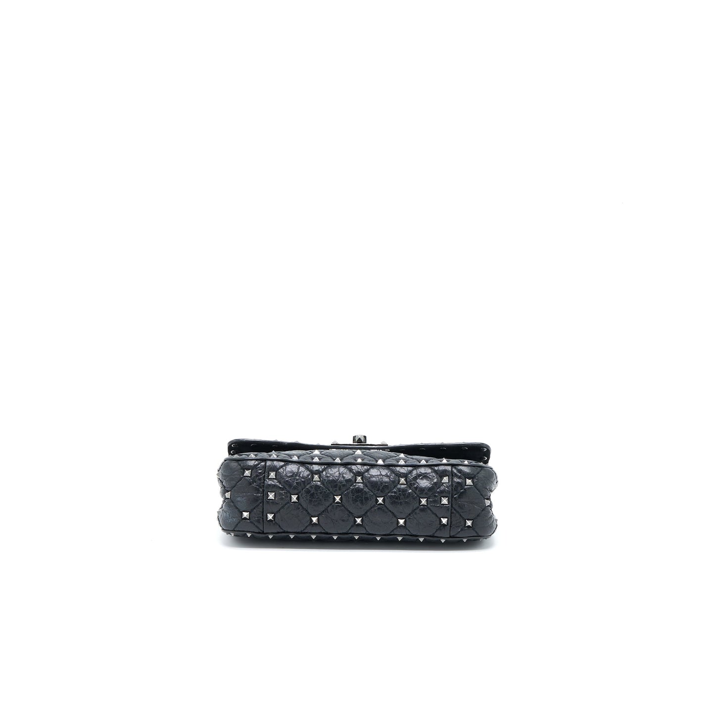 Valentino Rockstud Top Handle Flap Purse with Chain Black