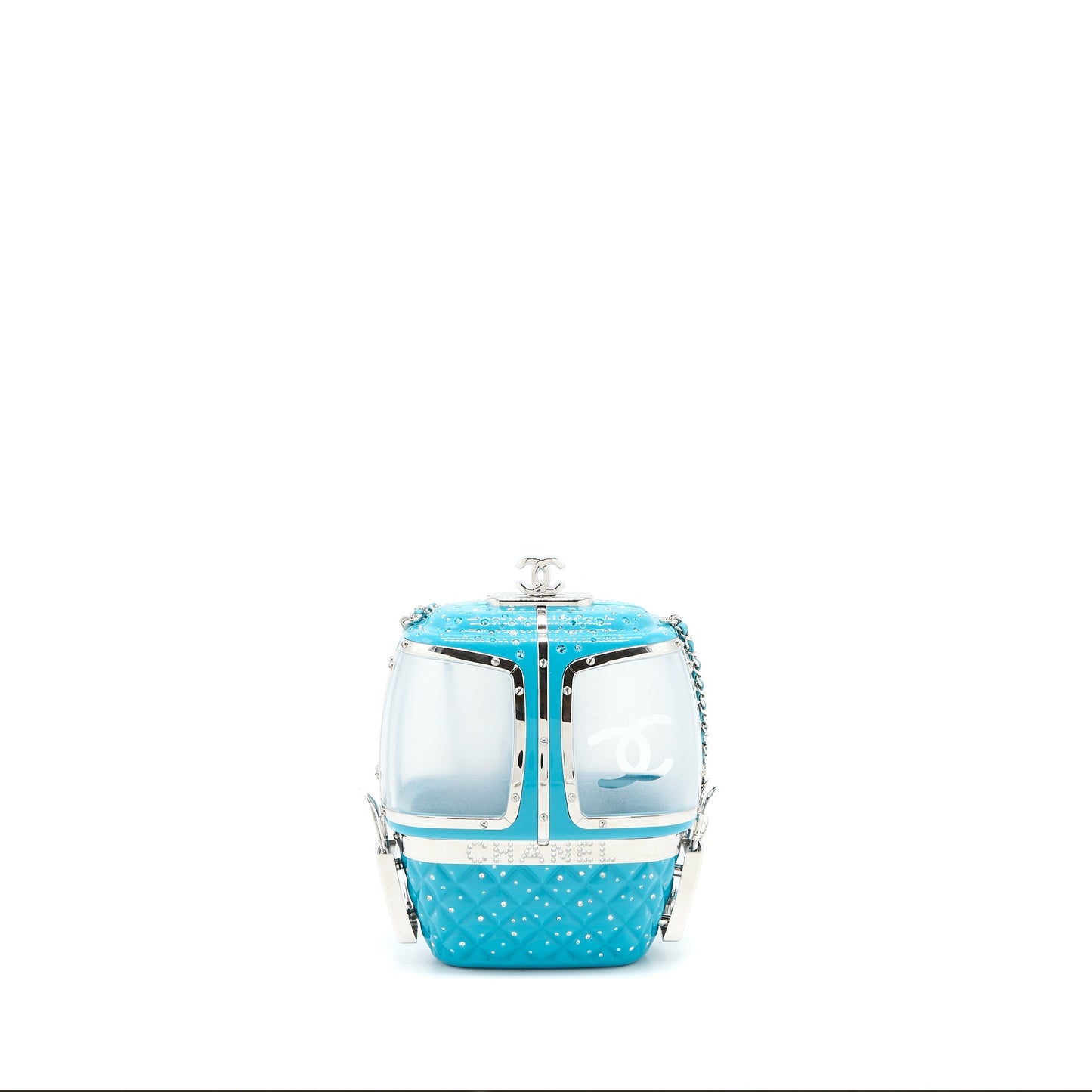 Chanel 19K Ski Gondola Evening Bag Light Blue SHW