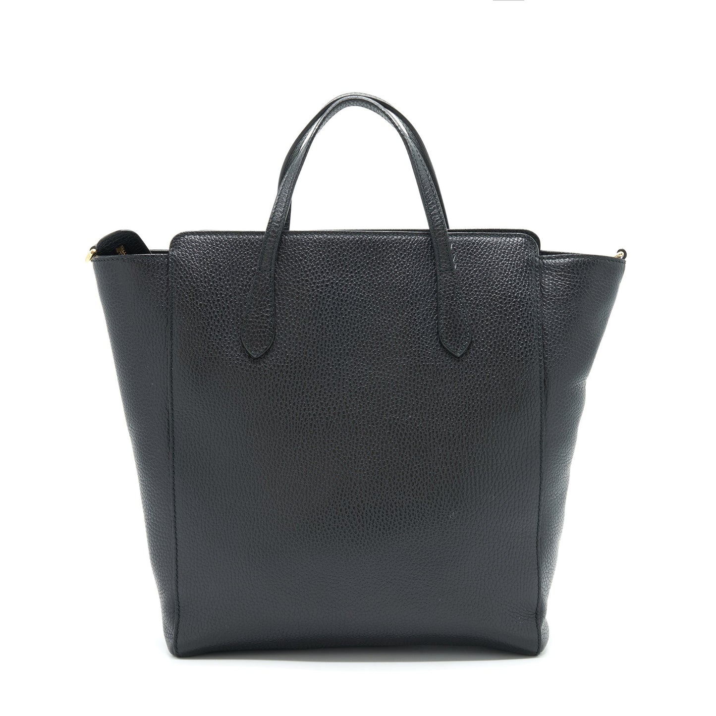 Gucci Grained calfskin Tote Purse Black with long strap