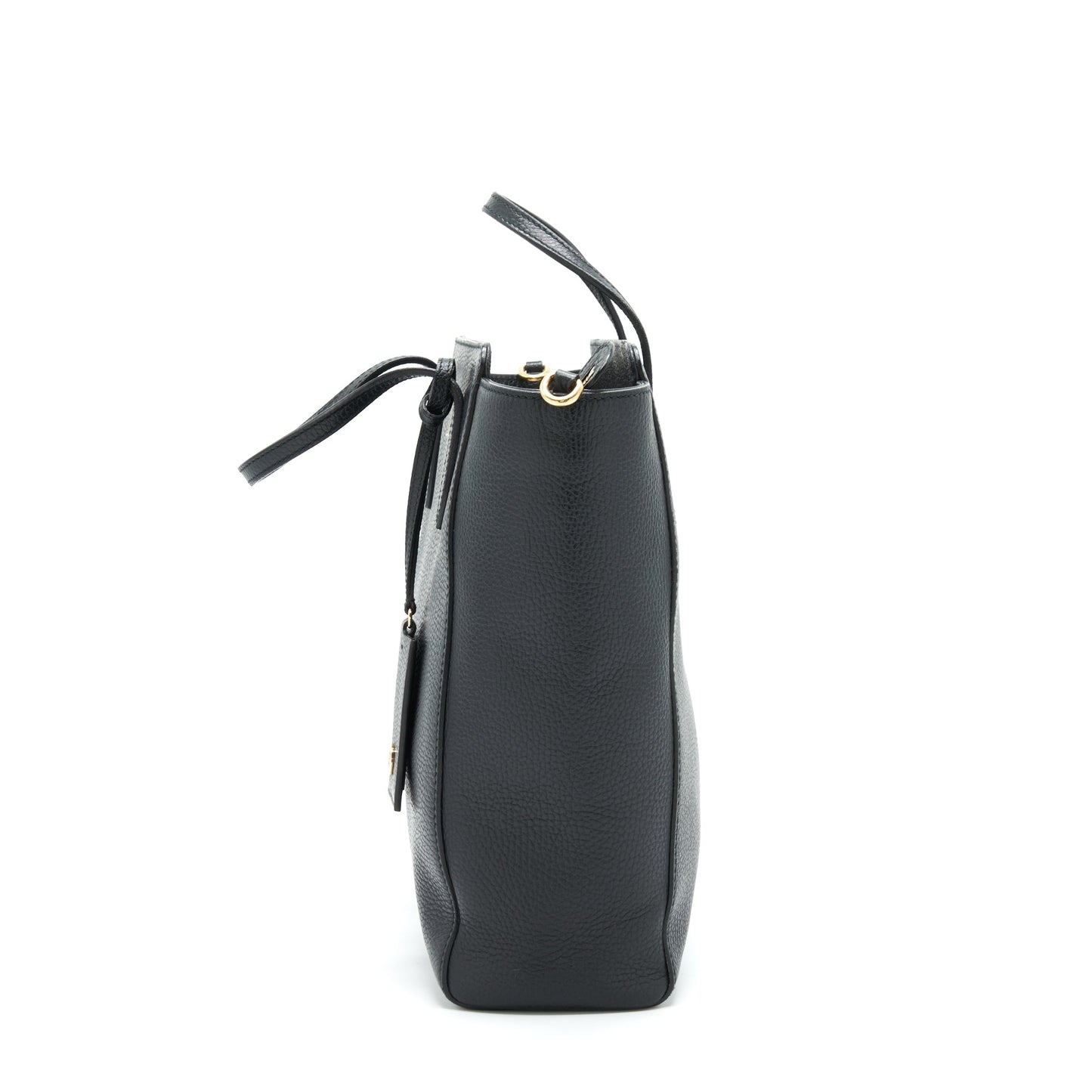 Gucci Grained calfskin Tote Purse Black with long strap
